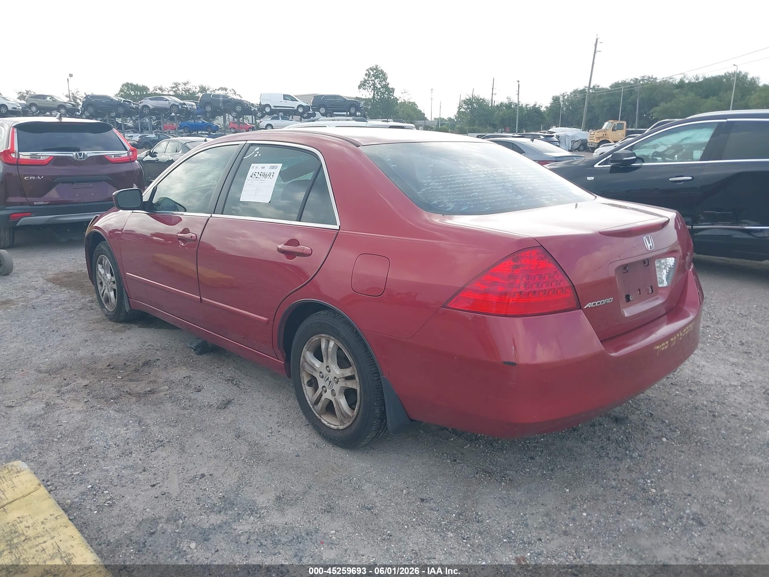 2007 Honda Accord 2.4 Se Red vin: 1HGCM56397A057514
