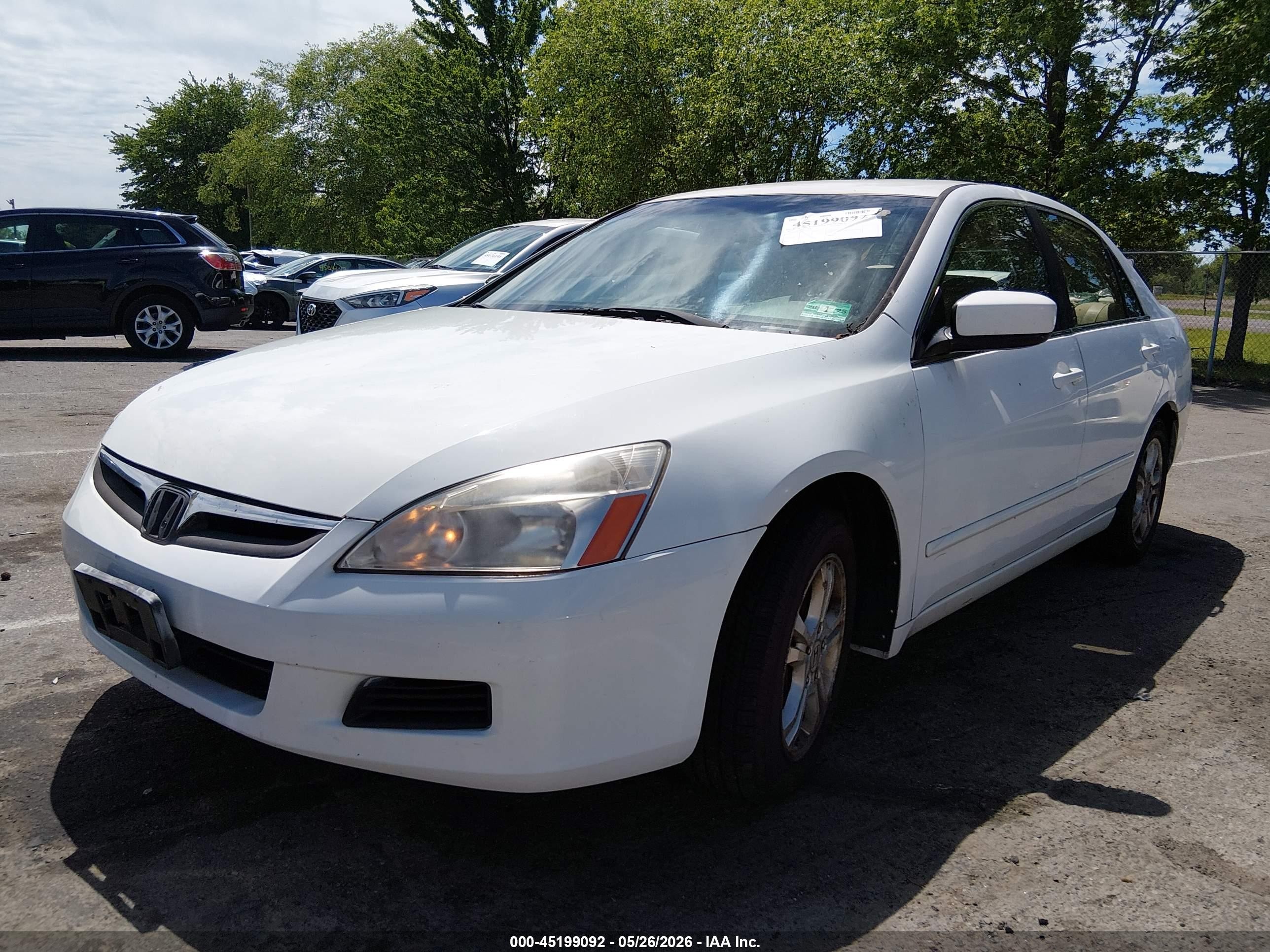 2007 Honda Accord 2.4 Se White vin: 1HGCM56397A059747