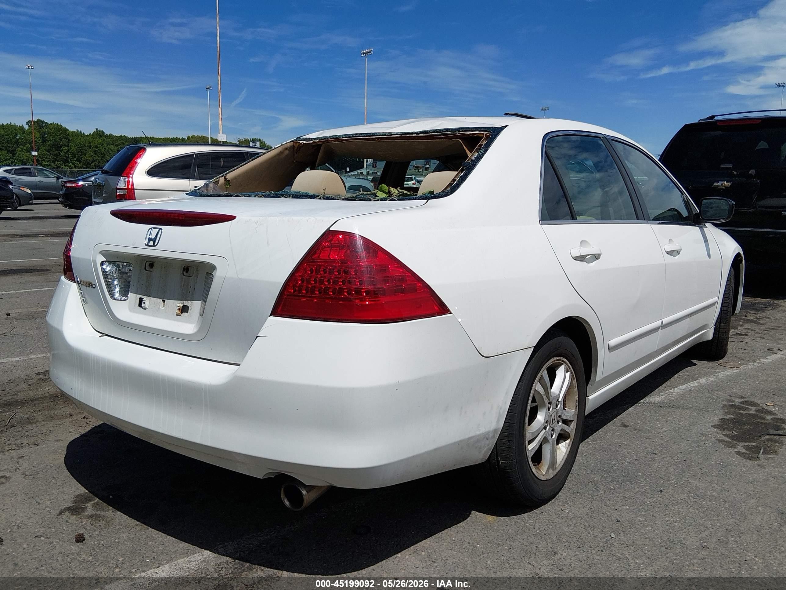 2007 Honda Accord 2.4 Se White vin: 1HGCM56397A059747