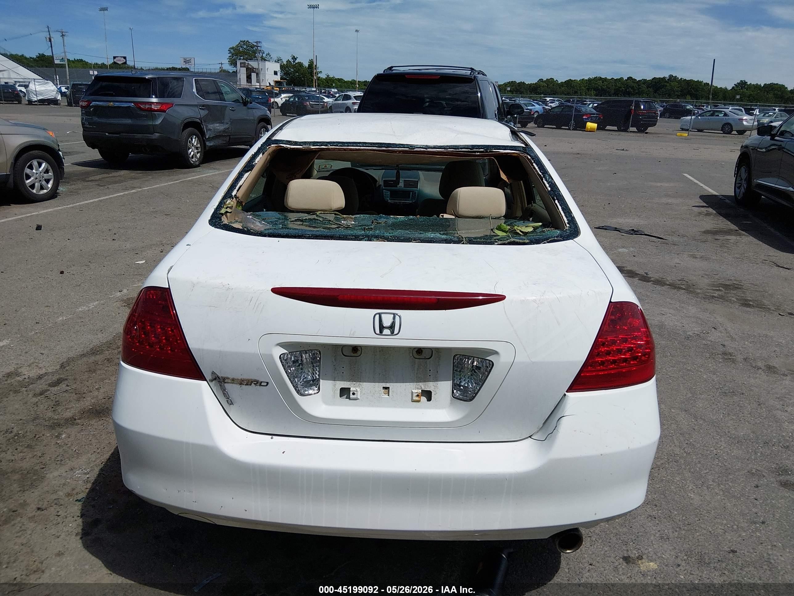 2007 Honda Accord 2.4 Se White vin: 1HGCM56397A059747