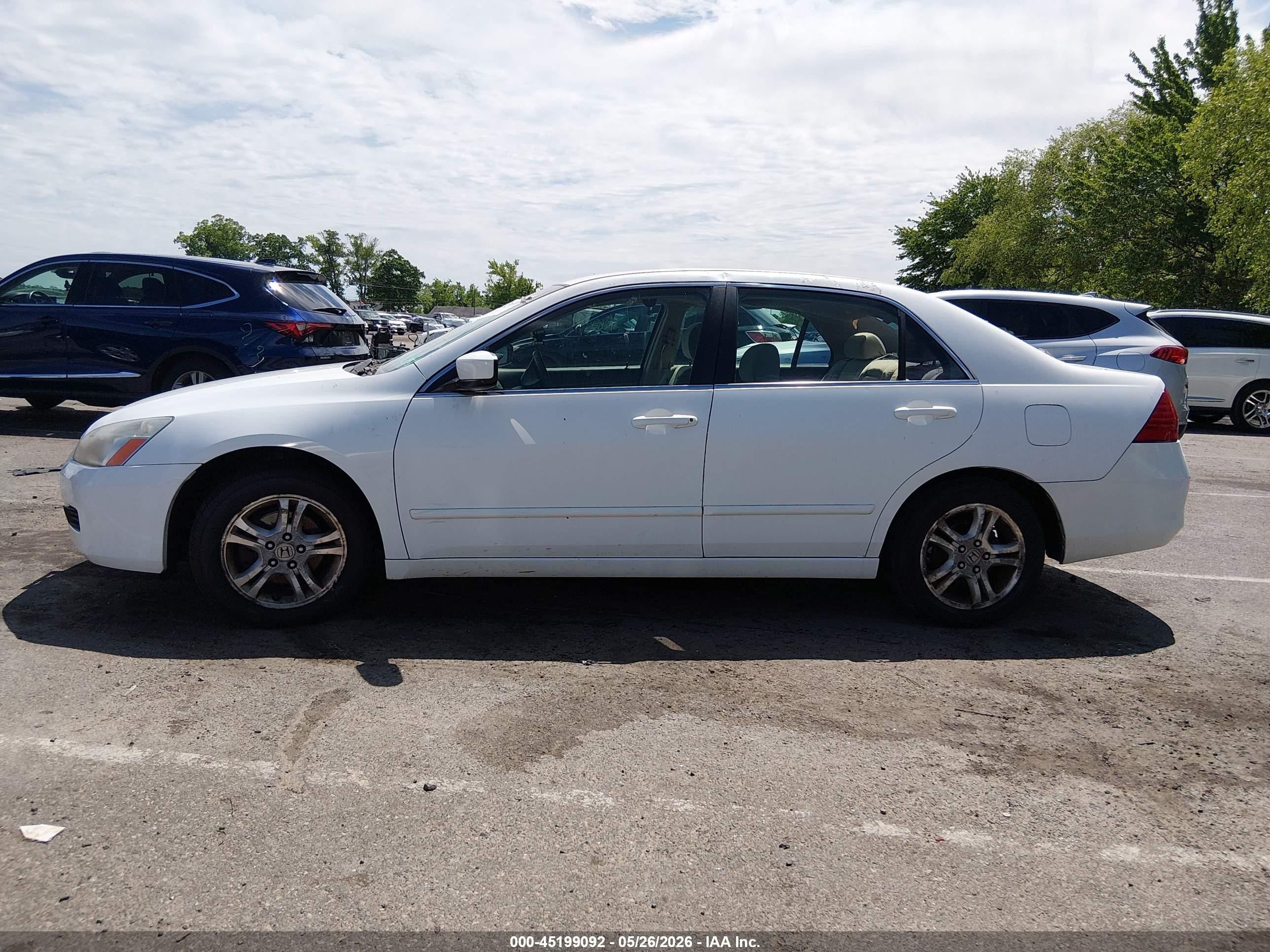 2007 Honda Accord 2.4 Se White vin: 1HGCM56397A059747