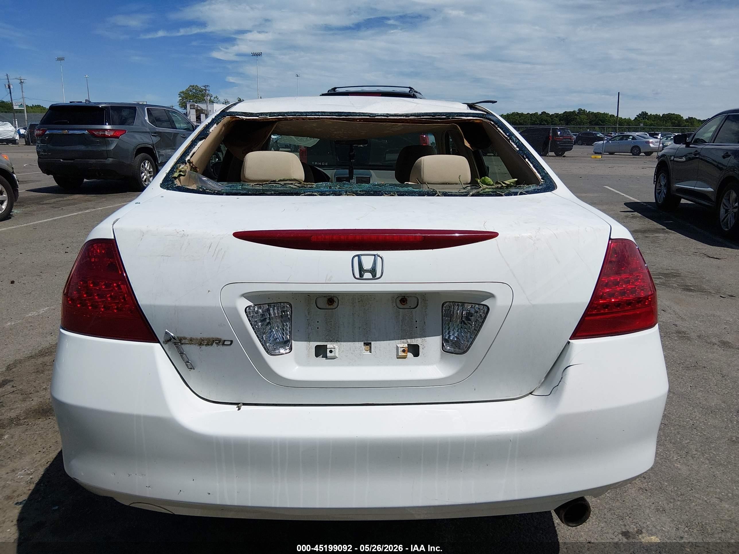 2007 Honda Accord 2.4 Se White vin: 1HGCM56397A059747