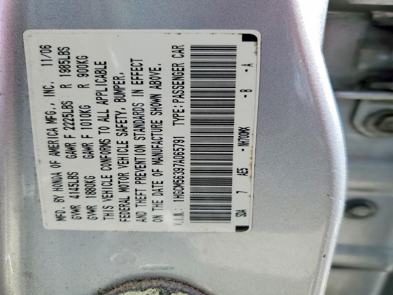 2007 Honda Accord Se Silver vin: 1HGCM56397A065791