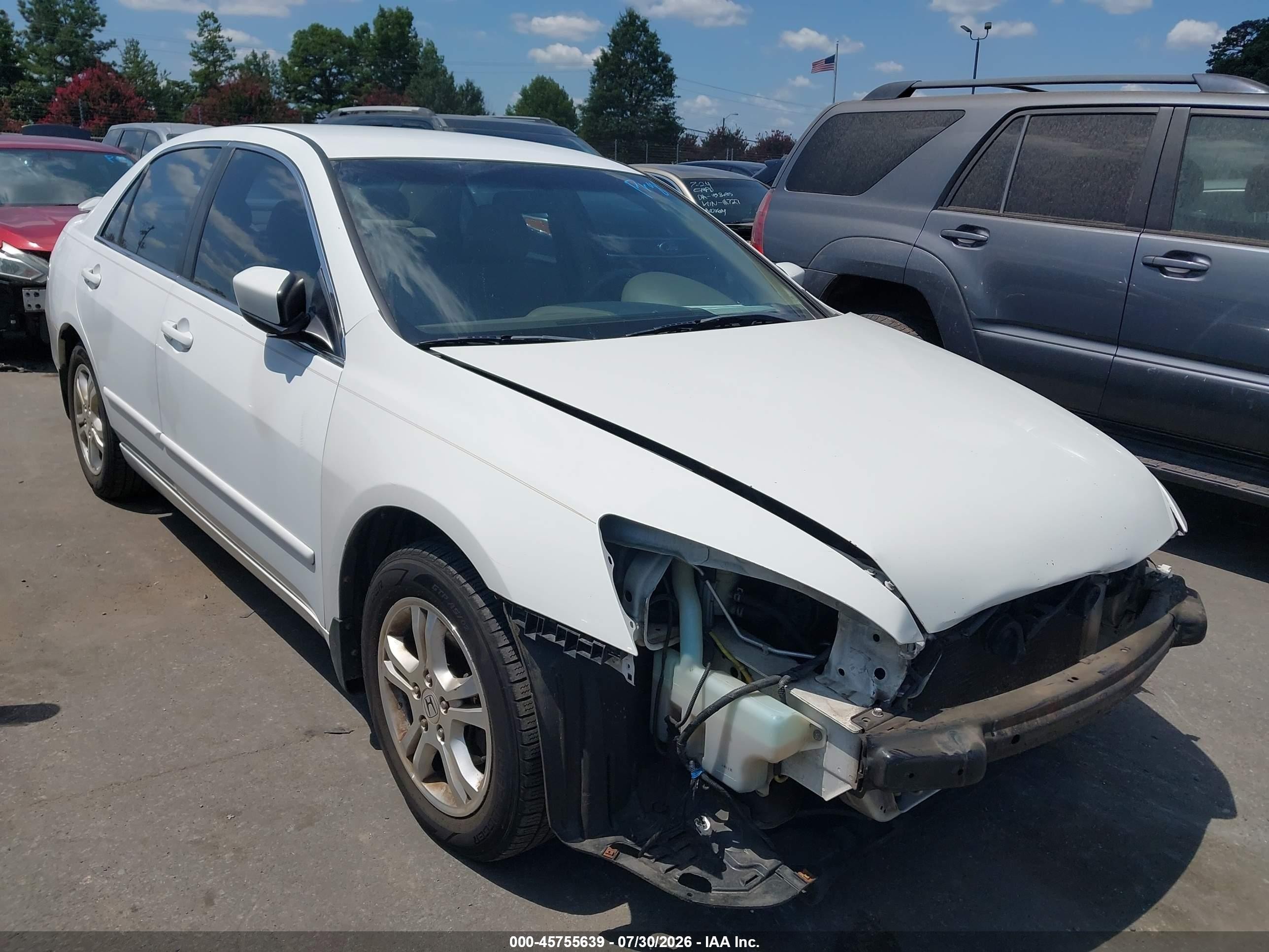 2007 Honda Accord 2.4 Se White vin: 1HGCM56397A212353