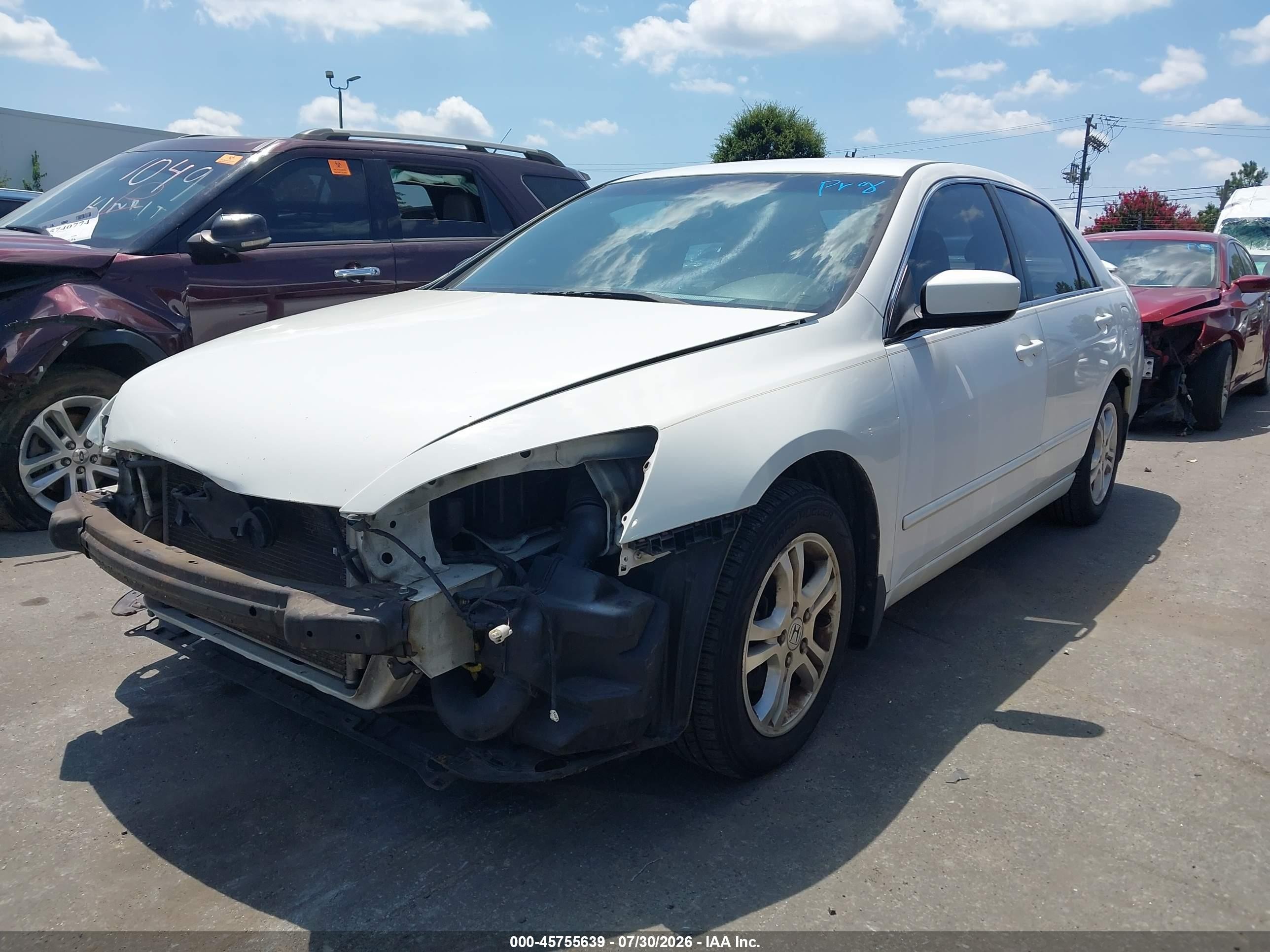 2007 Honda Accord 2.4 Se White vin: 1HGCM56397A212353