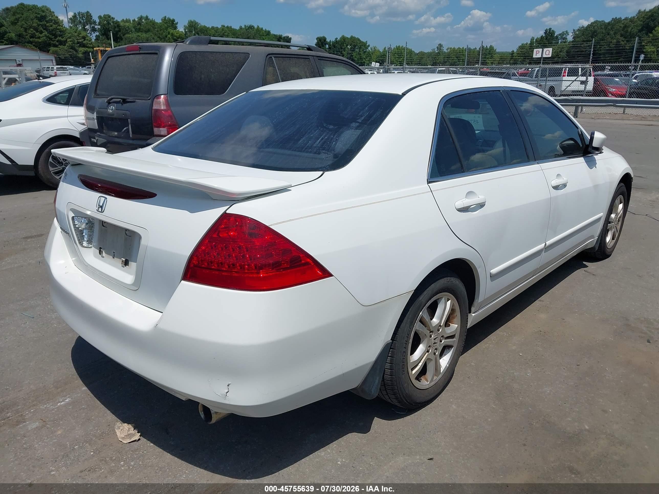 2007 Honda Accord 2.4 Se White vin: 1HGCM56397A212353