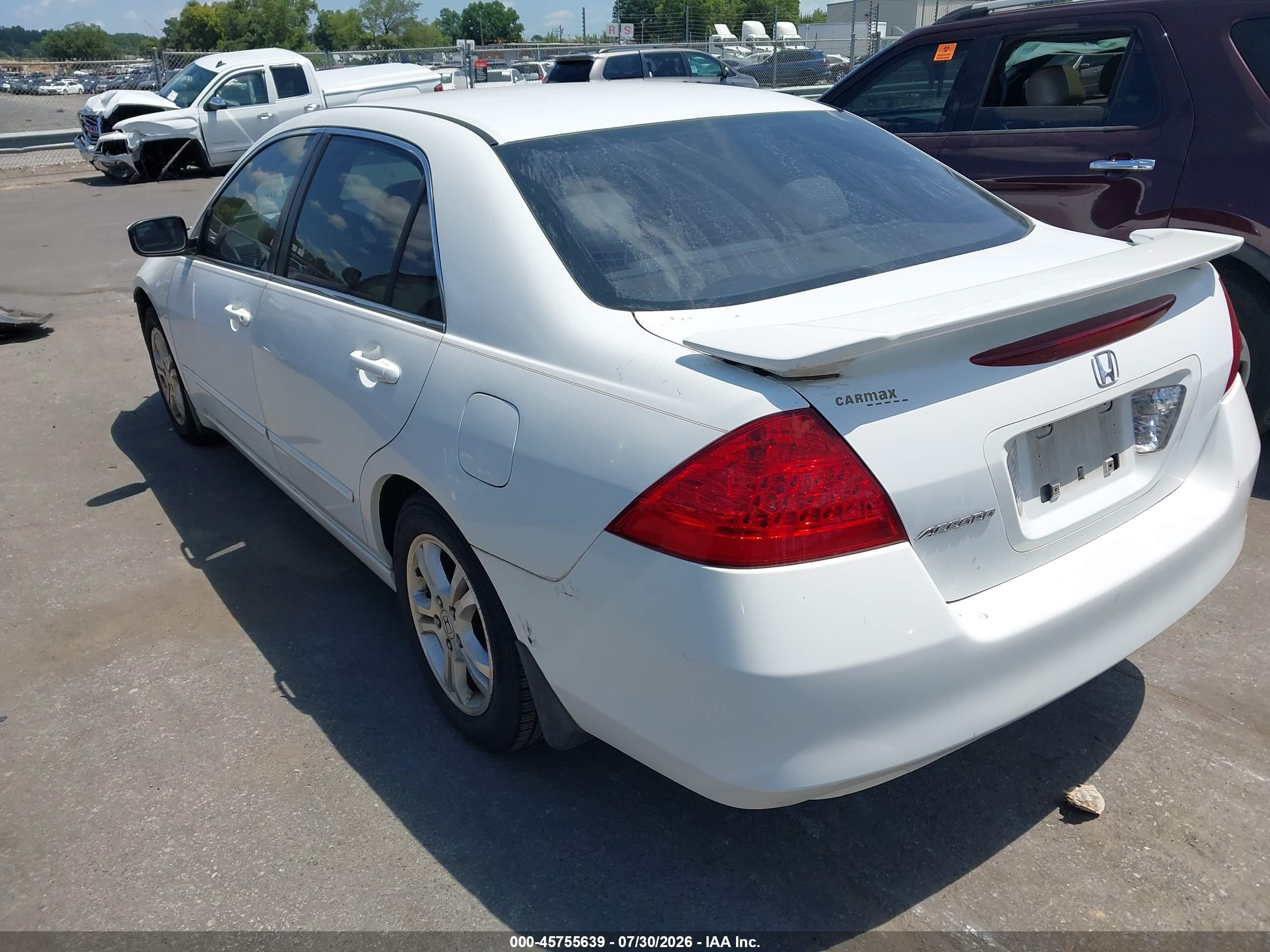 2007 Honda Accord 2.4 Se White vin: 1HGCM56397A212353