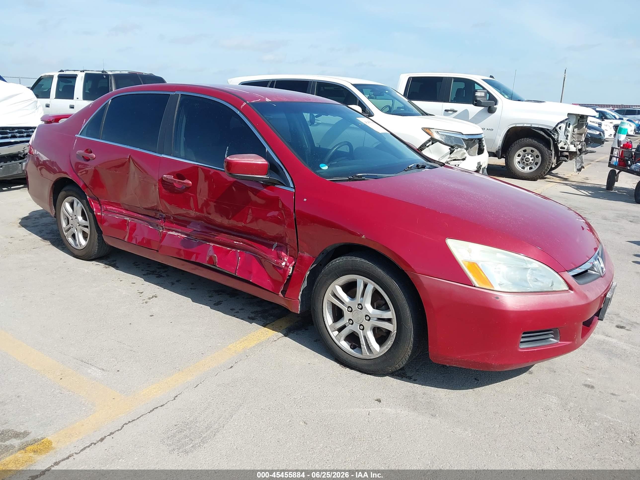 2007 Honda Accord 2.4 Se Red vin: 1HGCM563X7A086441