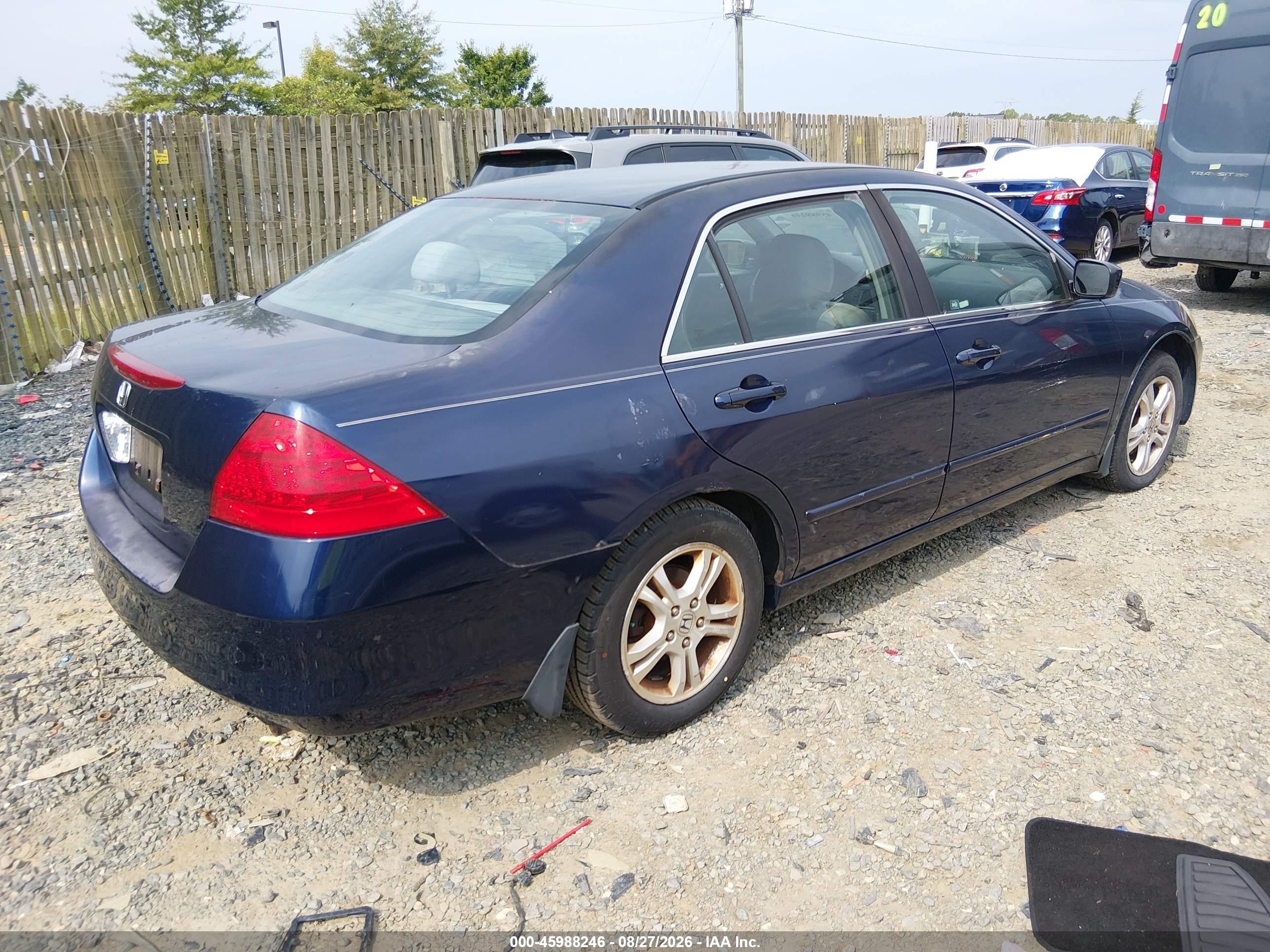 2007 Honda Accord 2.4 Se Blue vin: 1HGCM563X7A096242
