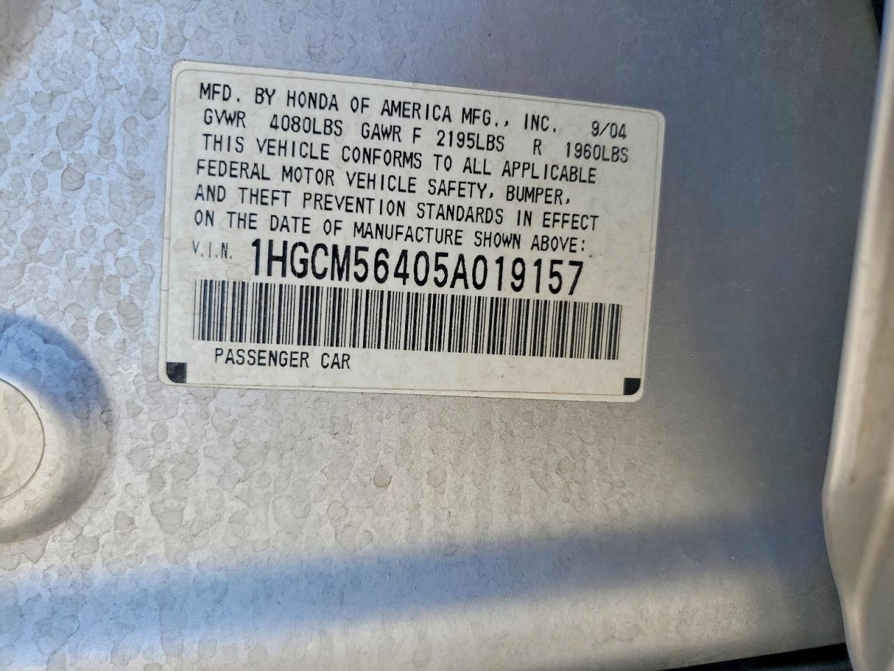 2005 Honda Accord Lx Silver vin: 1HGCM56405A019157