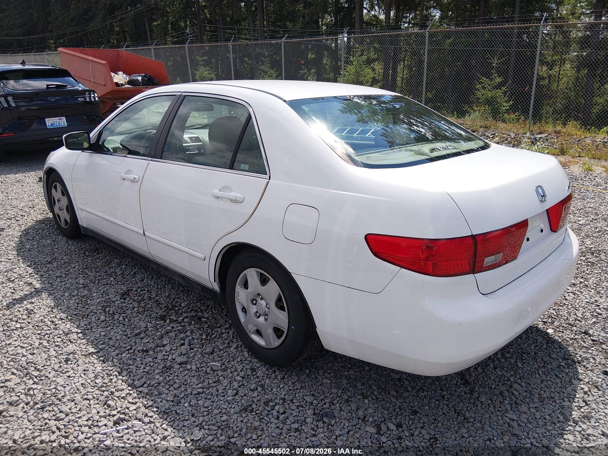 2005 Honda Accord 2.4 Lx White vin: 1HGCM56405A050280