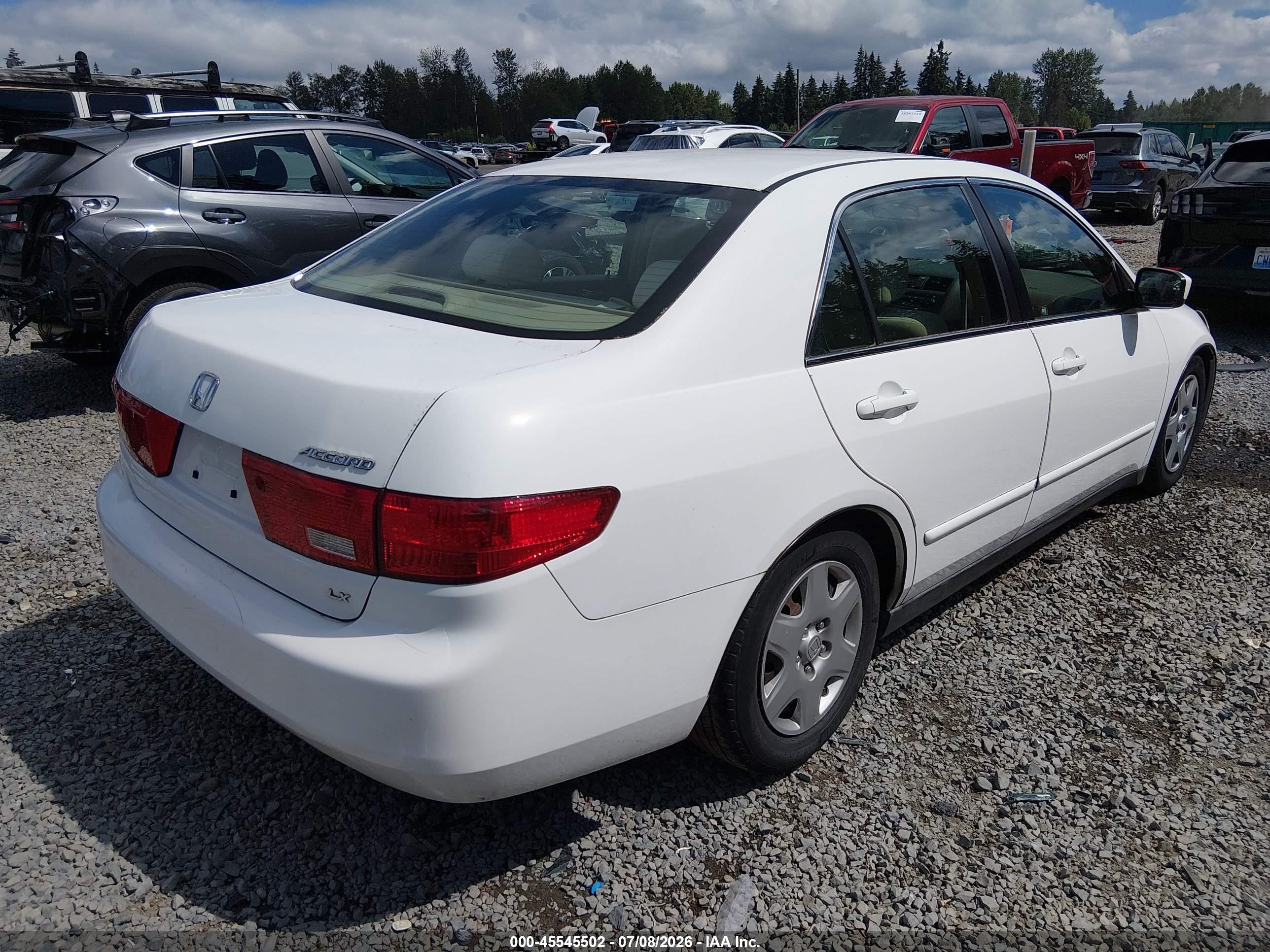 2005 Honda Accord 2.4 Lx White vin: 1HGCM56405A050280