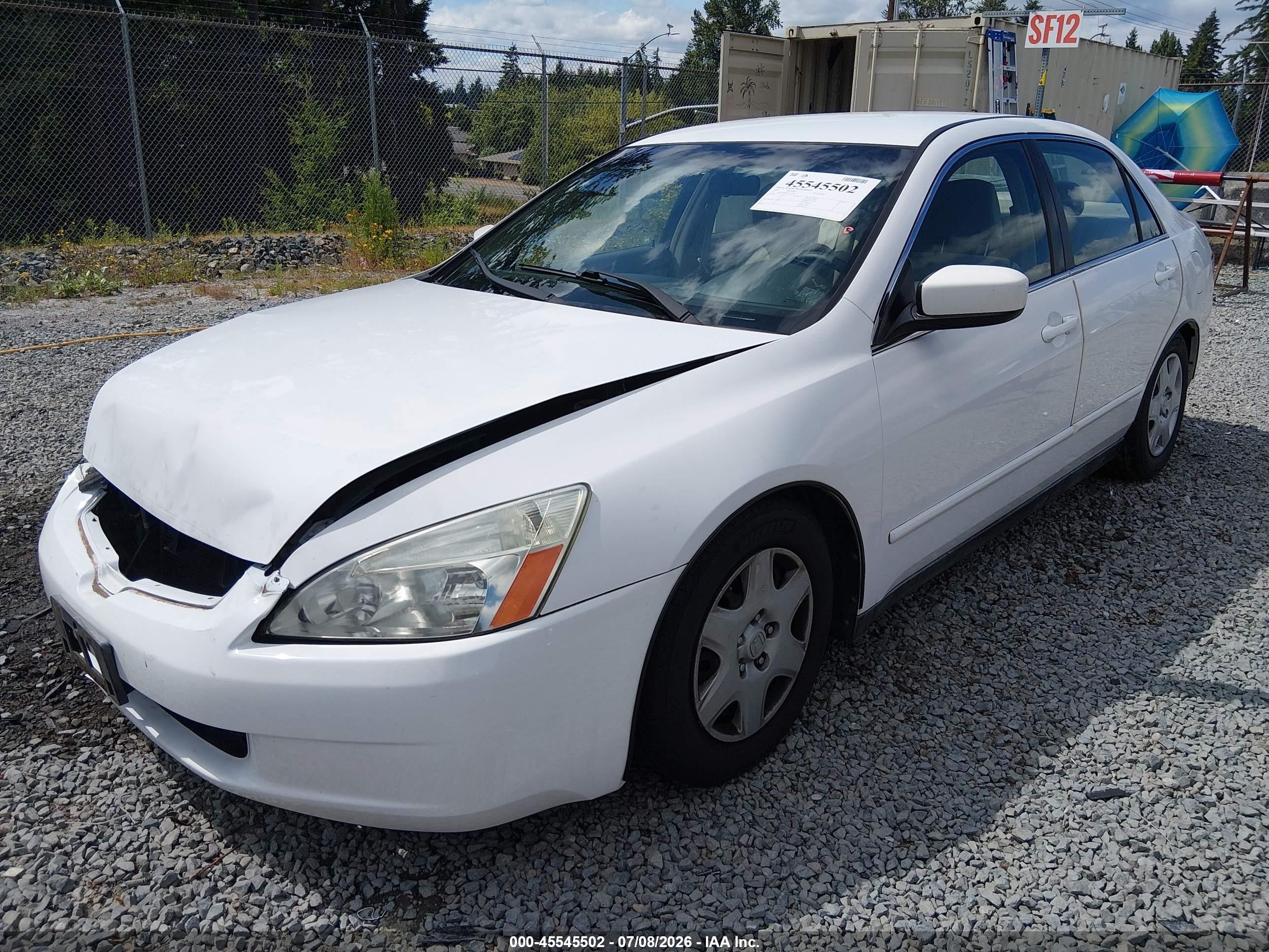 2005 Honda Accord 2.4 Lx White vin: 1HGCM56405A050280