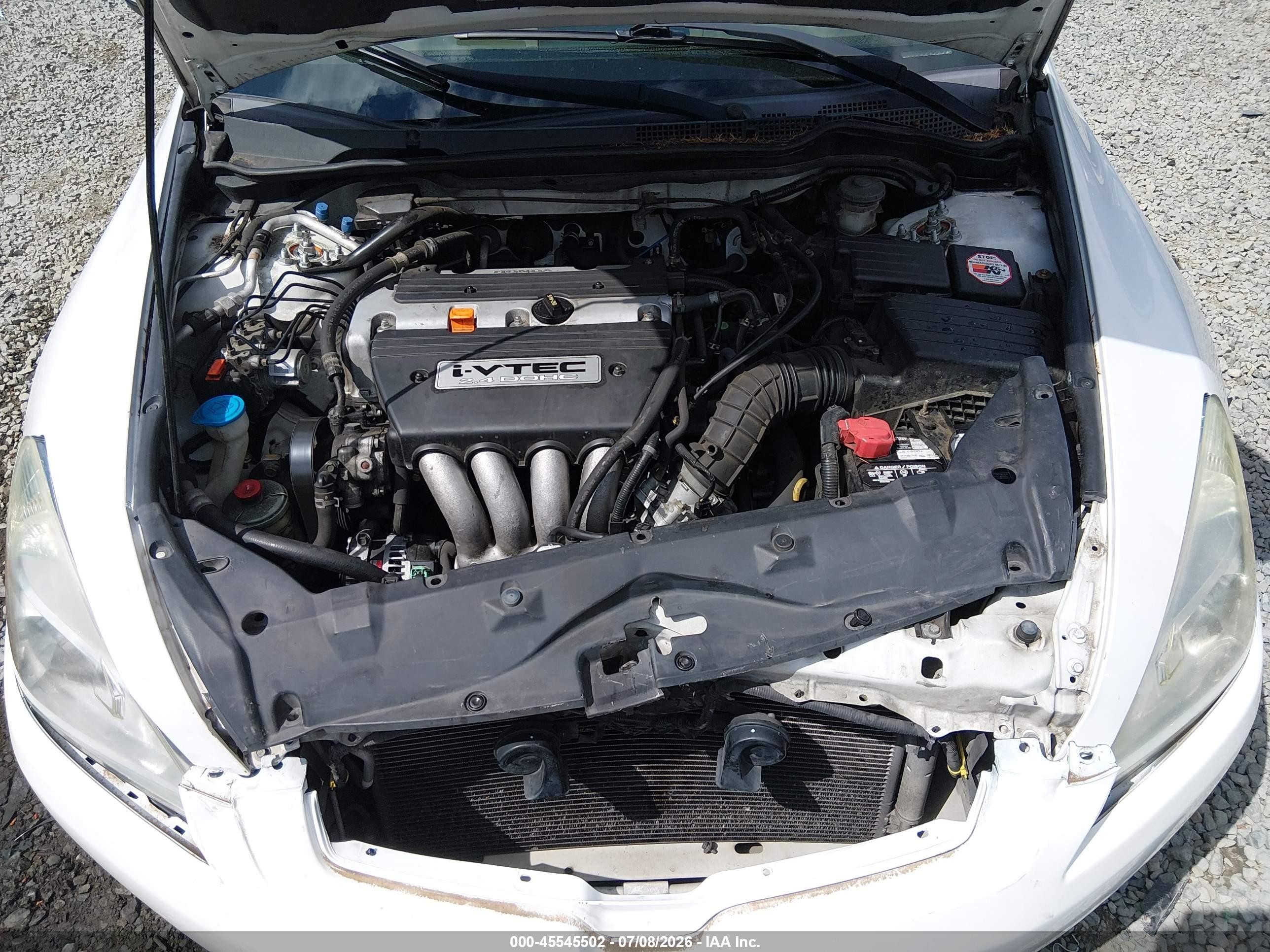 2005 Honda Accord 2.4 Lx White vin: 1HGCM56405A050280