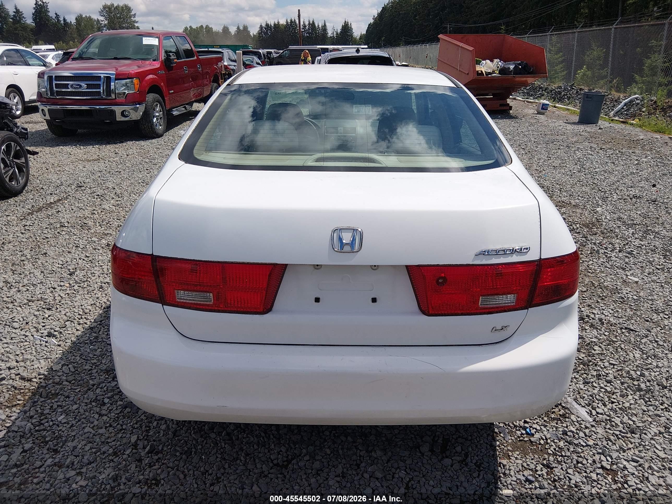 2005 Honda Accord 2.4 Lx White vin: 1HGCM56405A050280