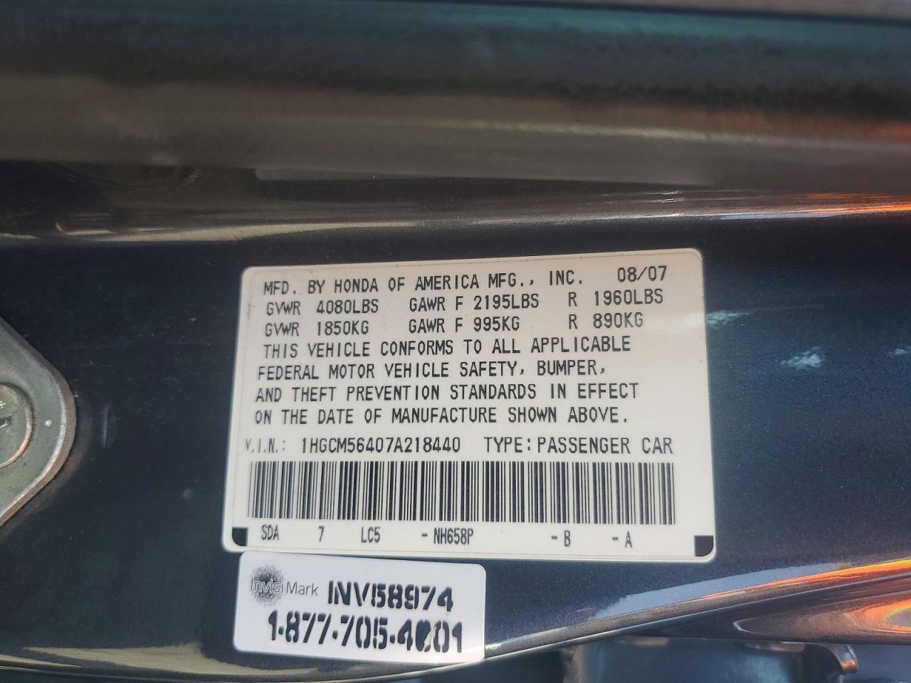 2007 Honda Accord Lx Gray vin: 1HGCM56407A218440