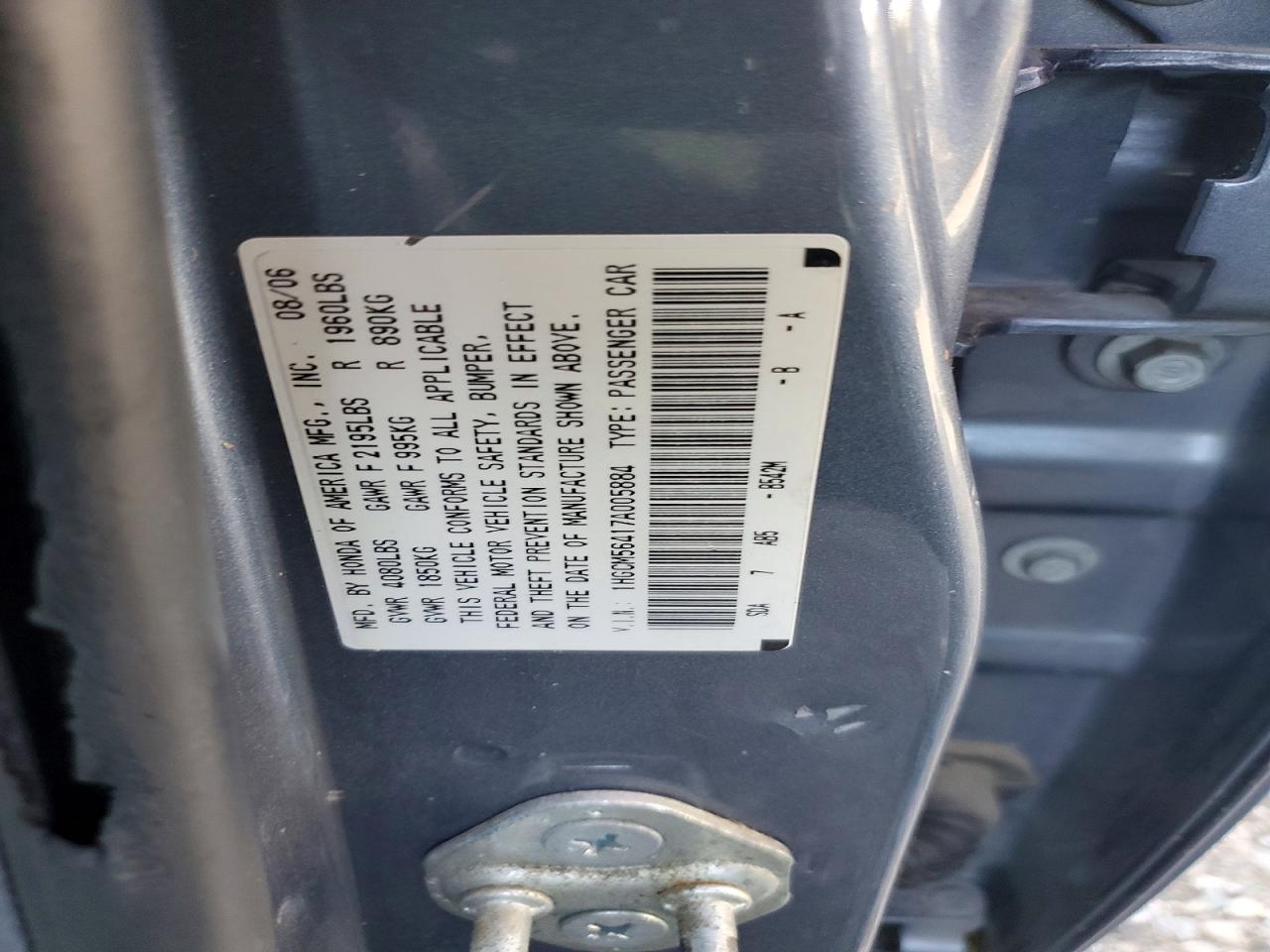2007 Honda Accord Lx Blue vin: 1HGCM56417A005884