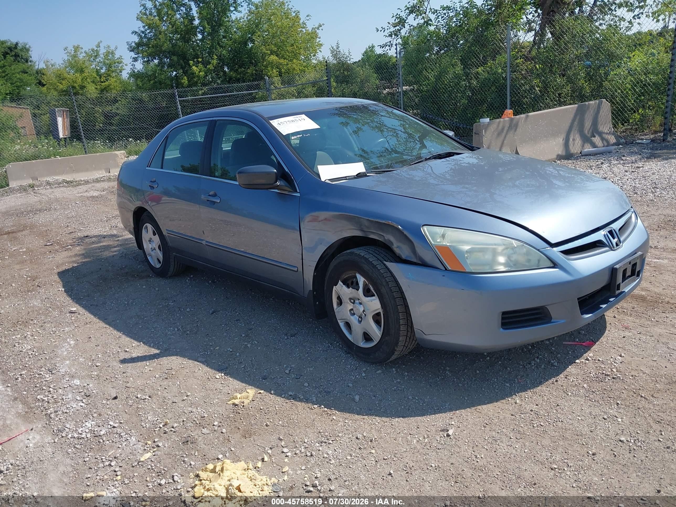 2007 Honda Accord 2.4 Lx Blue vin: 1HGCM56417A069648