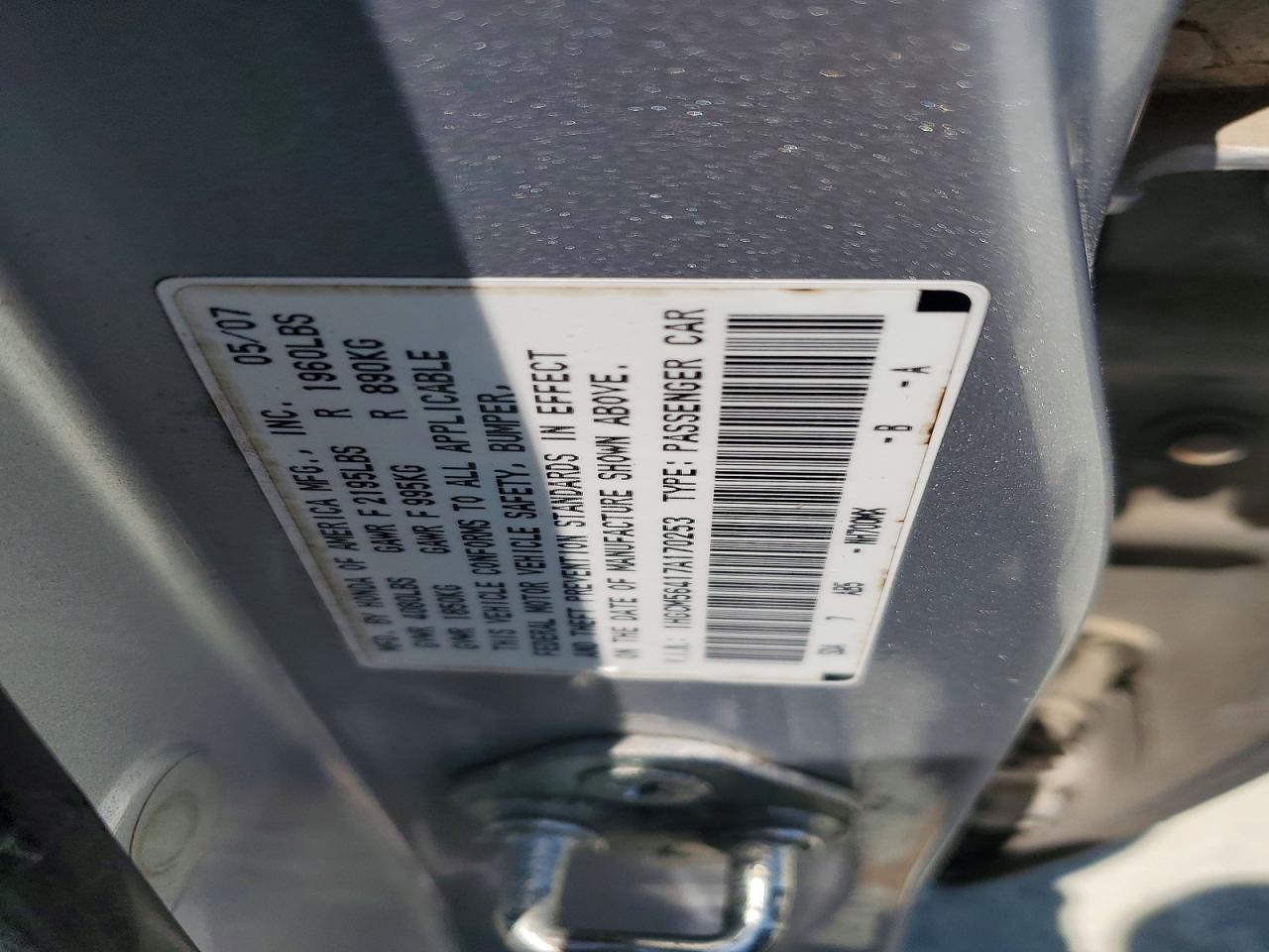 2007 Honda Accord Lx Silver vin: 1HGCM56417A170253