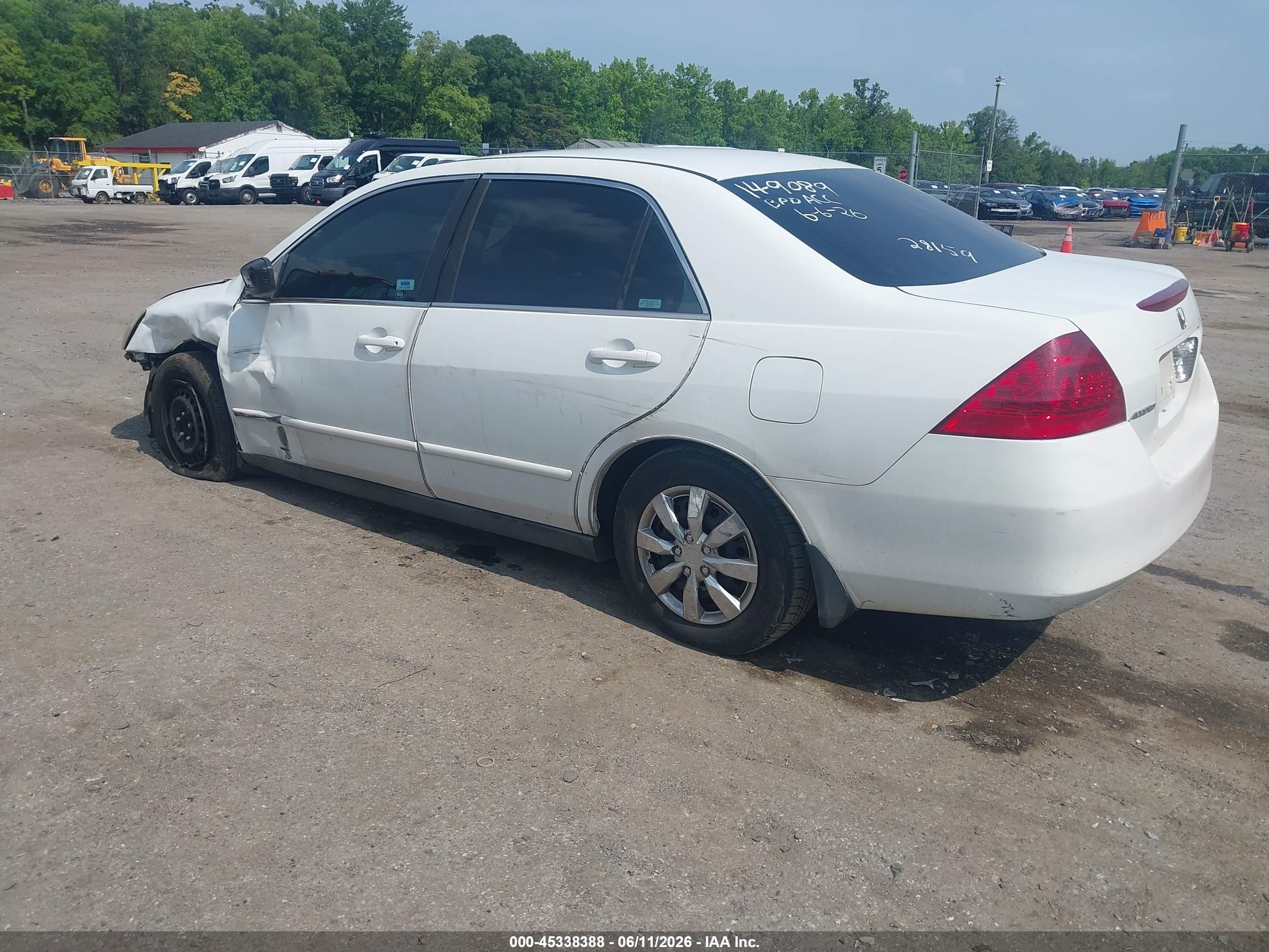 2006 Honda Accord 2.4 Lx White vin: 1HGCM56426A018884