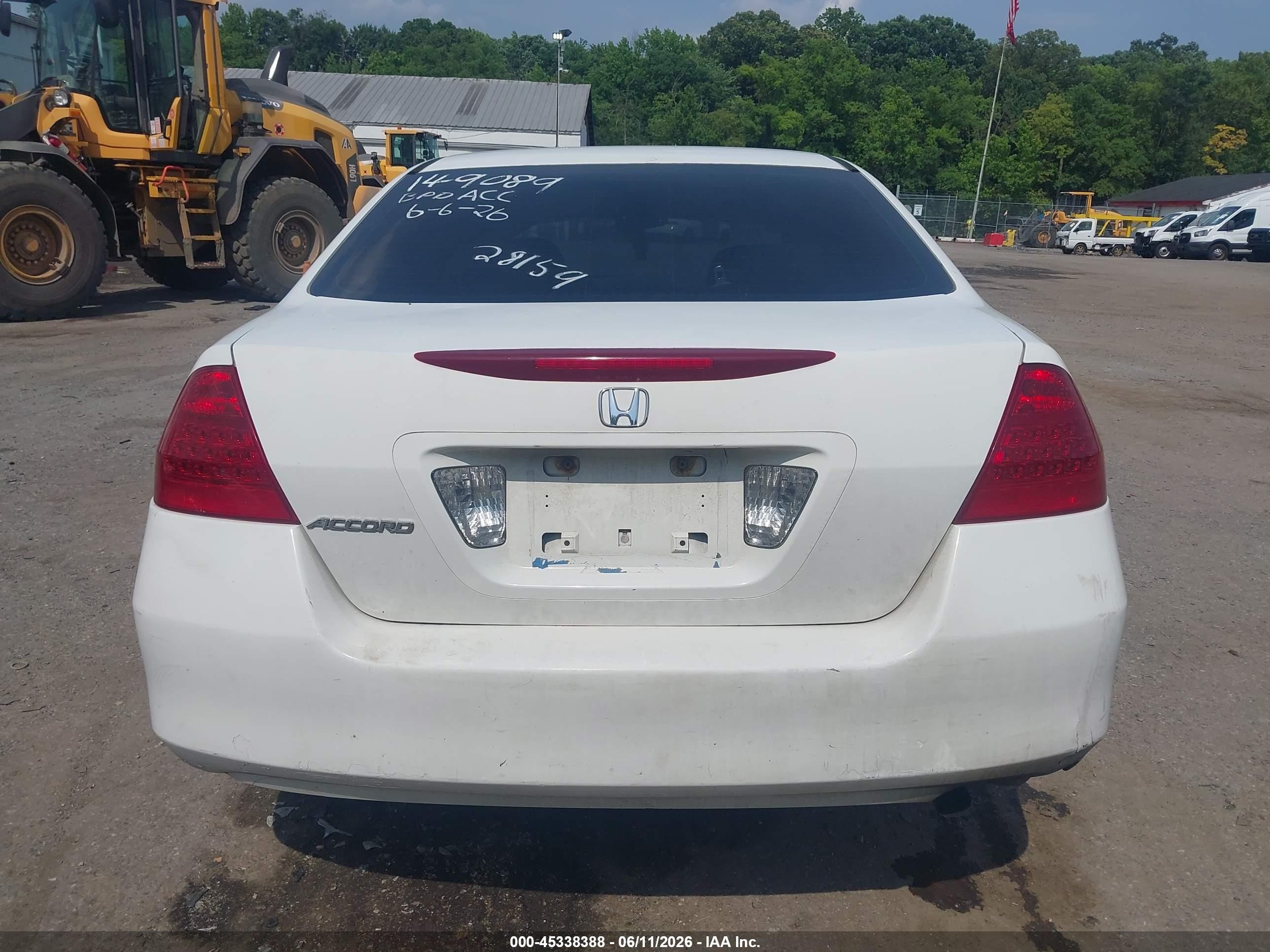 2006 Honda Accord 2.4 Lx White vin: 1HGCM56426A018884