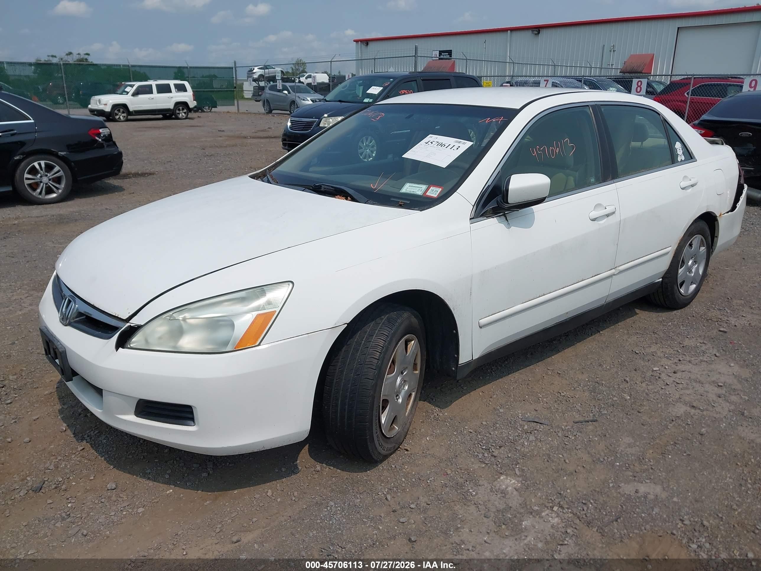 2007 Honda Accord 2.4 Lx White vin: 1HGCM56427A148990
