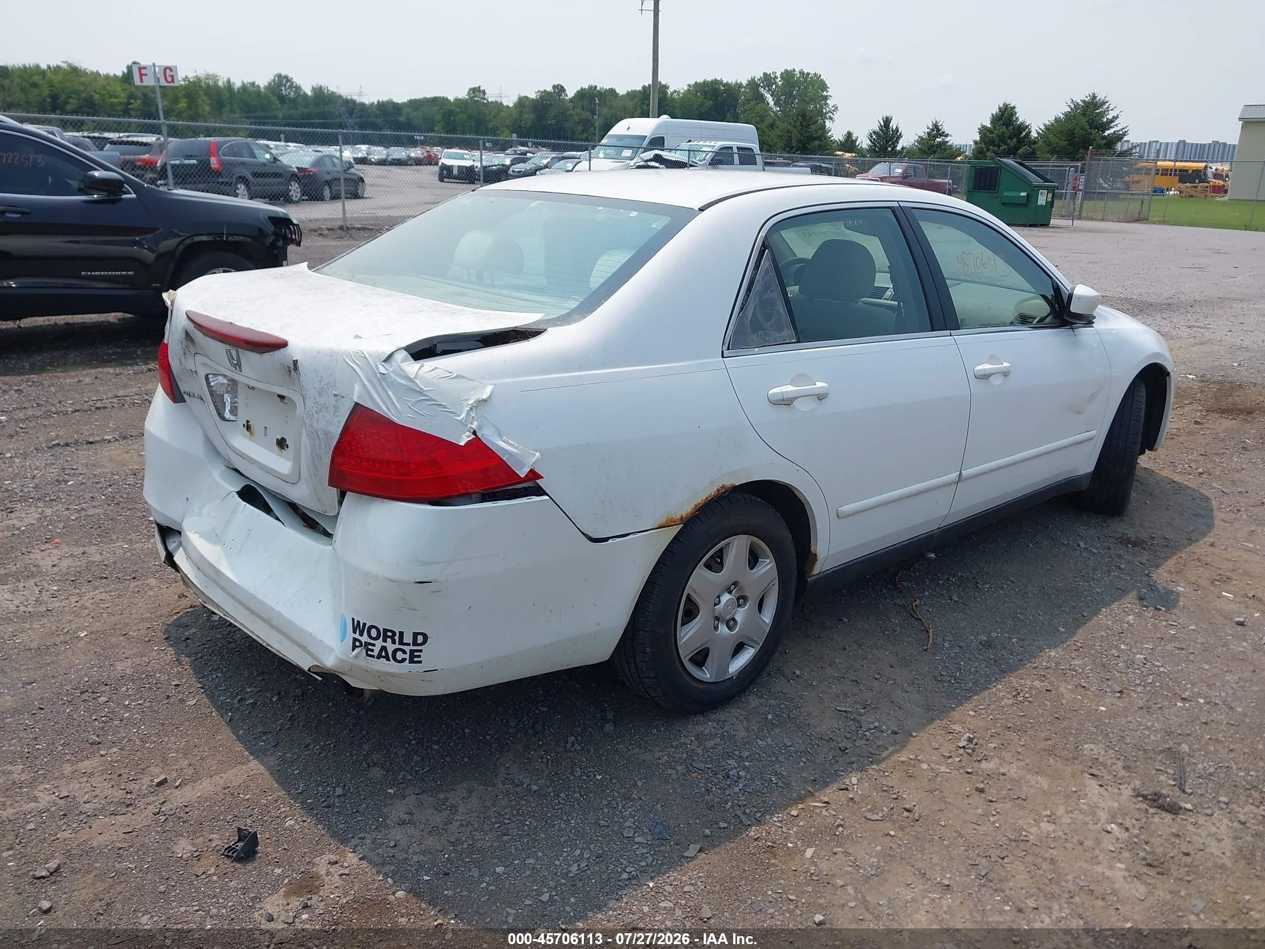 2007 Honda Accord 2.4 Lx White vin: 1HGCM56427A148990