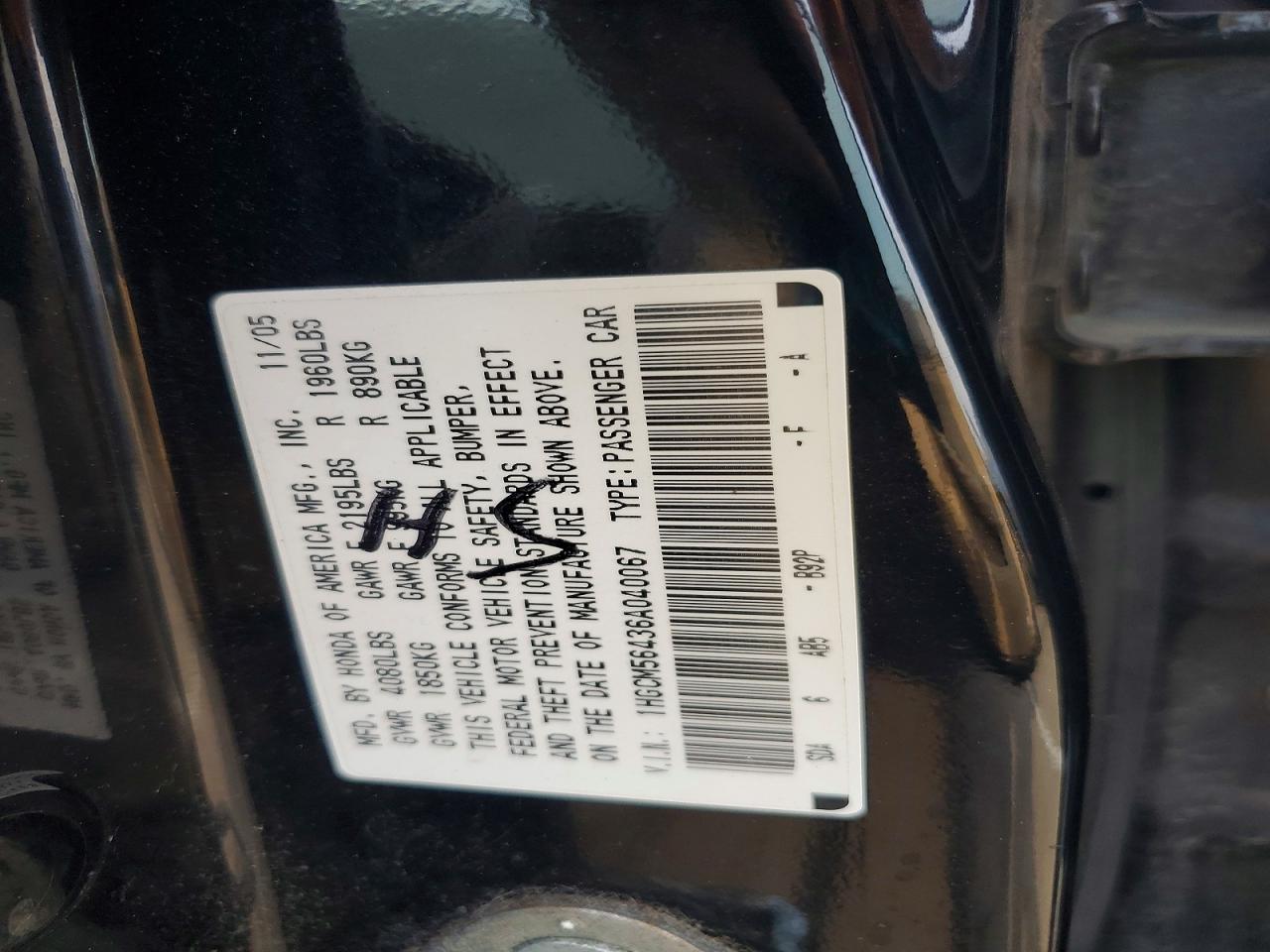 2006 Honda Accord Lx Black vin: 1HGCM56436A040067