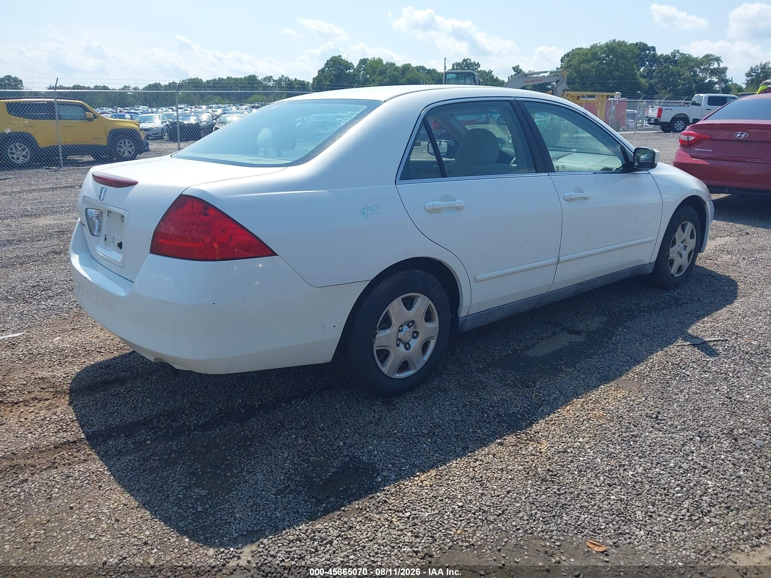2006 Honda Accord 2.4 Lx White vin: 1HGCM56436A058567