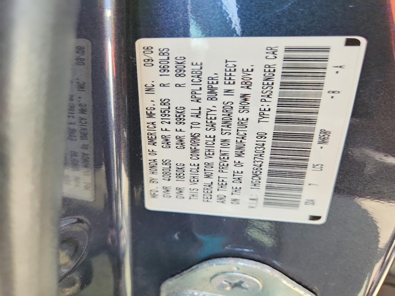 2007 Honda Accord Lx Gray vin: 1HGCM56437A034190
