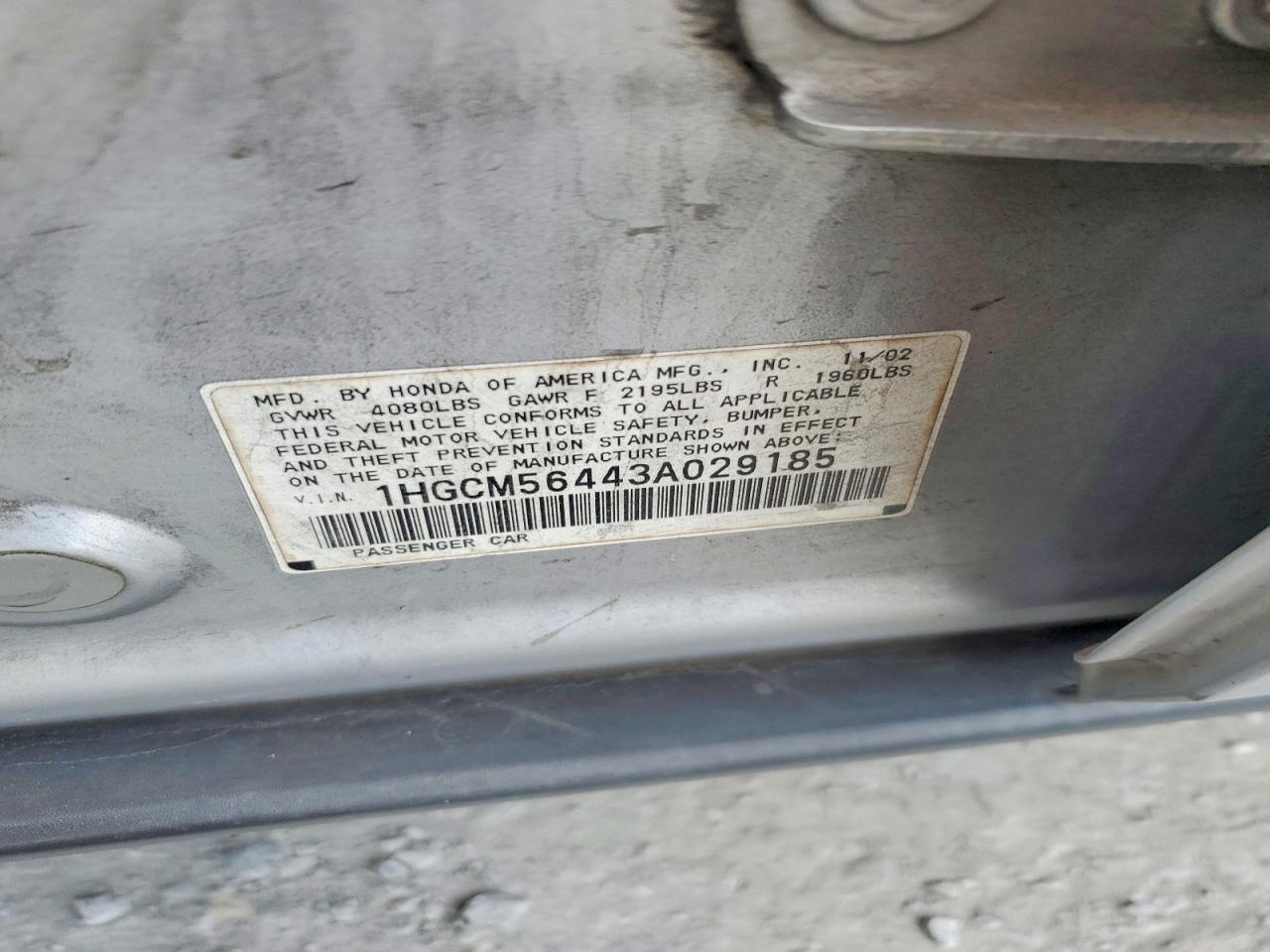2003 Honda Accord Lx Silver vin: 1HGCM56443A029185