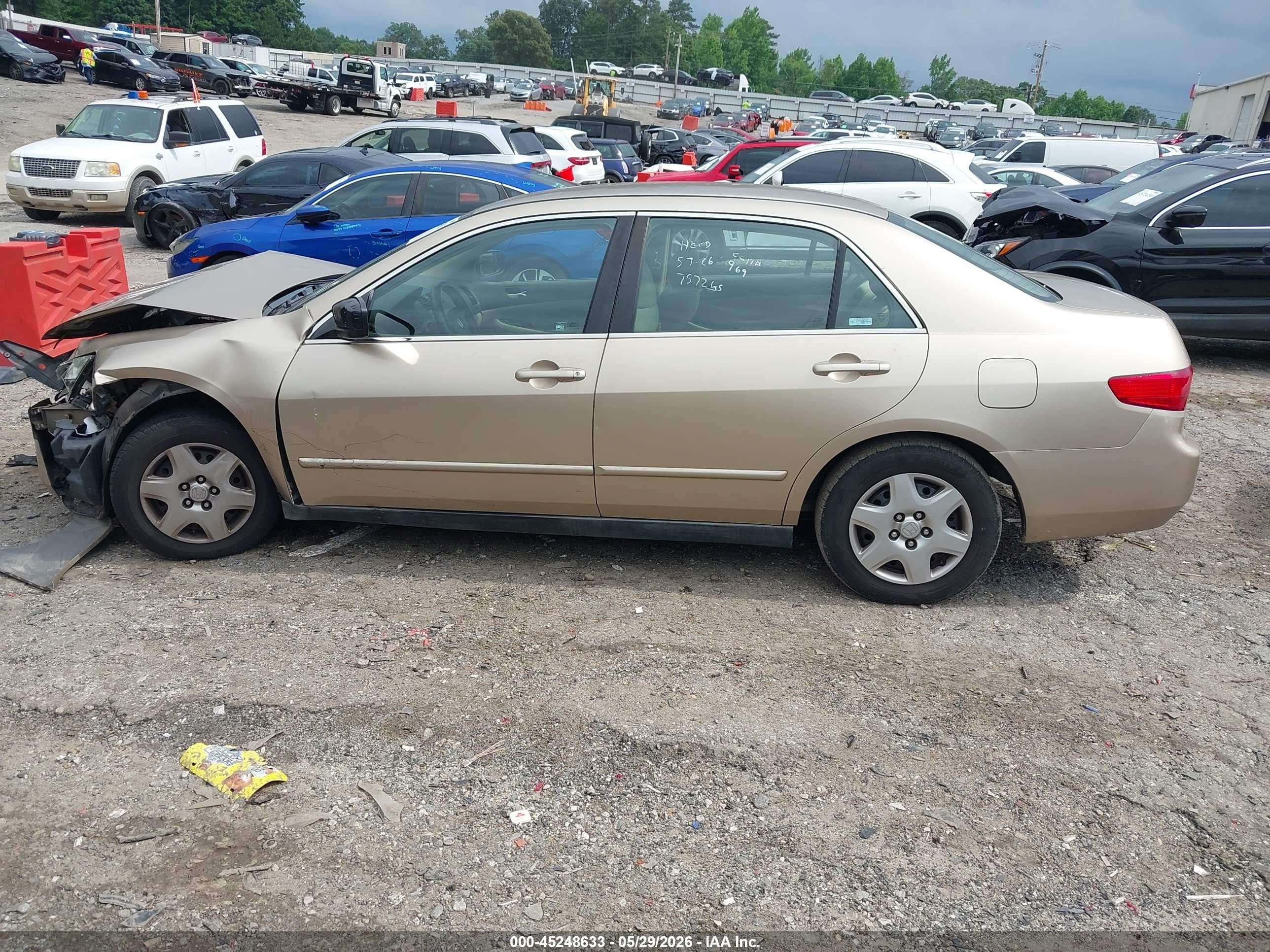 2005 Honda Accord 2.4 Lx Beige vin: 1HGCM56445A127572