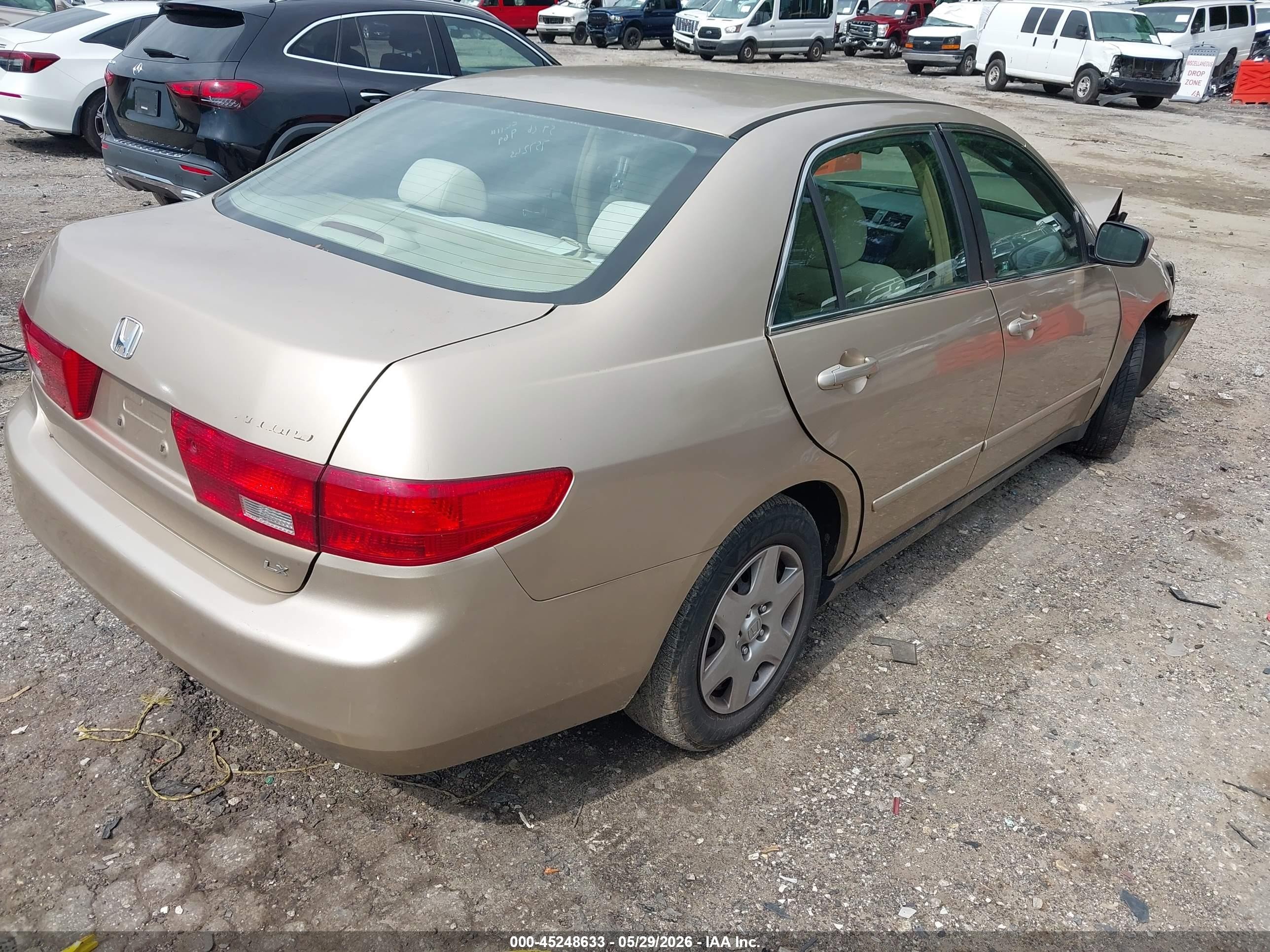 2005 Honda Accord 2.4 Lx Beige vin: 1HGCM56445A127572