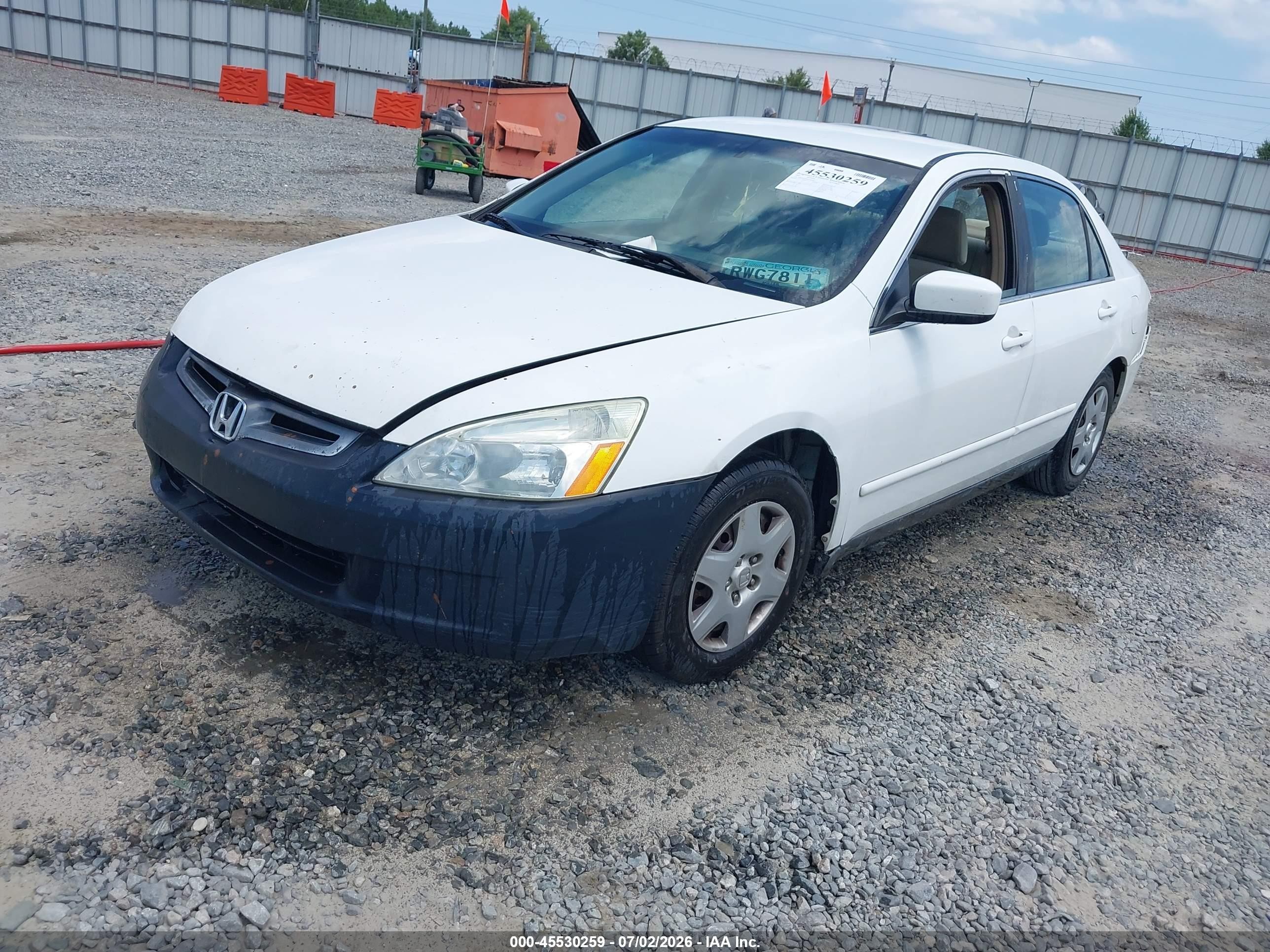 2005 Honda Accord 2.4 Lx White vin: 1HGCM56445L002642