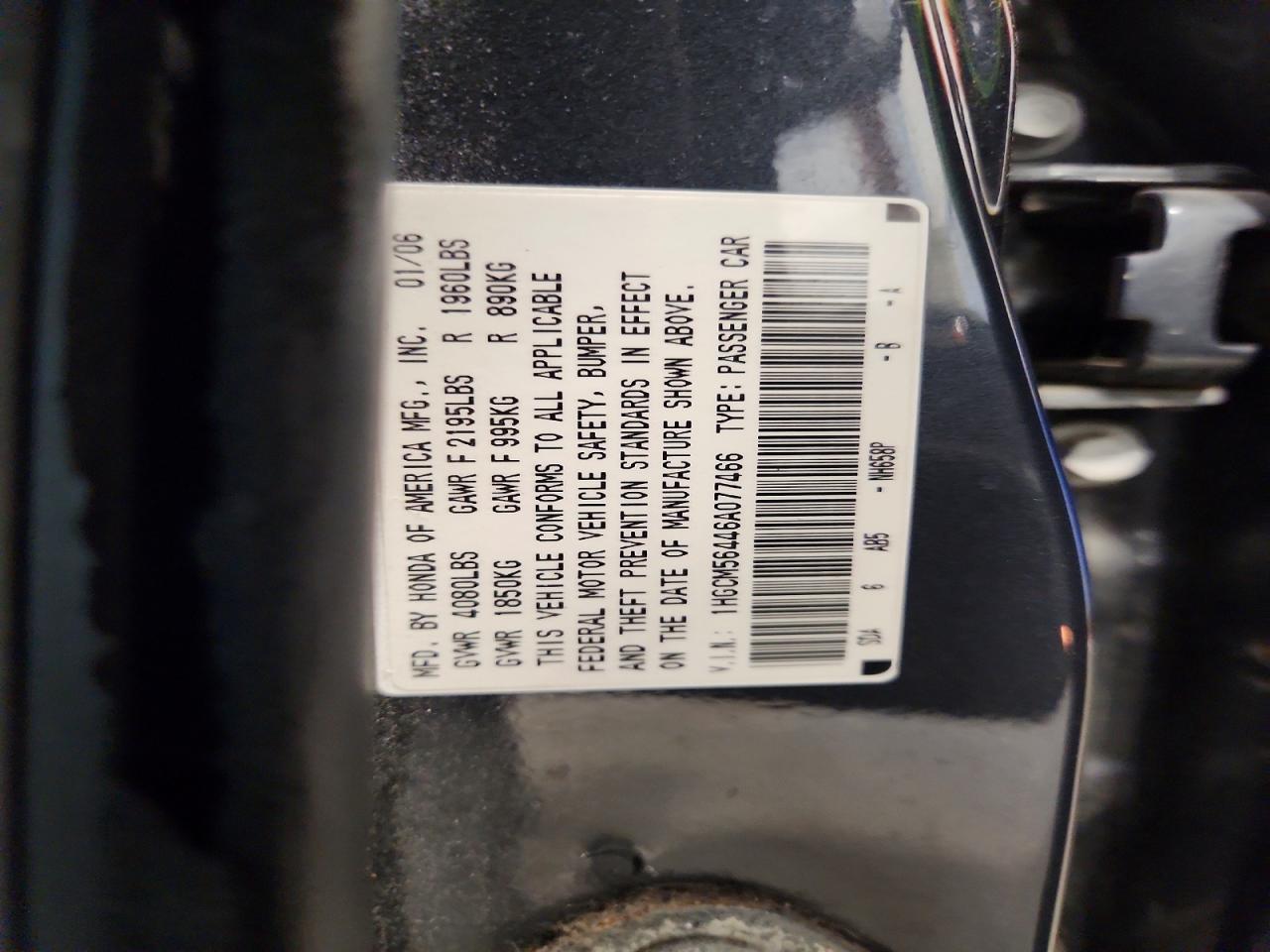 2006 Honda Accord Lx Gray vin: 1HGCM56446A077466