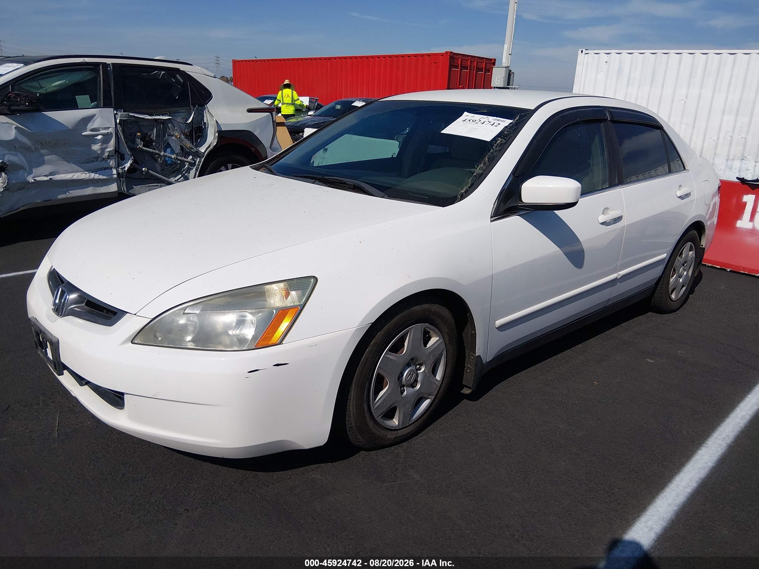 2005 Honda Accord 2.4 Lx White vin: 1HGCM56455A032924