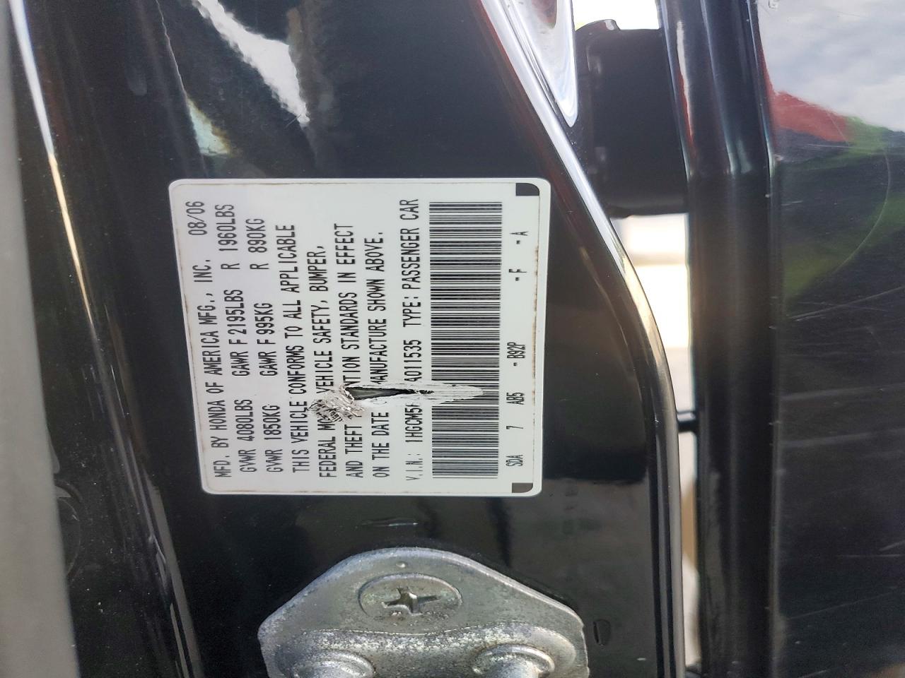 2007 Honda Accord Lx Black vin: 1HGCM56467A011535
