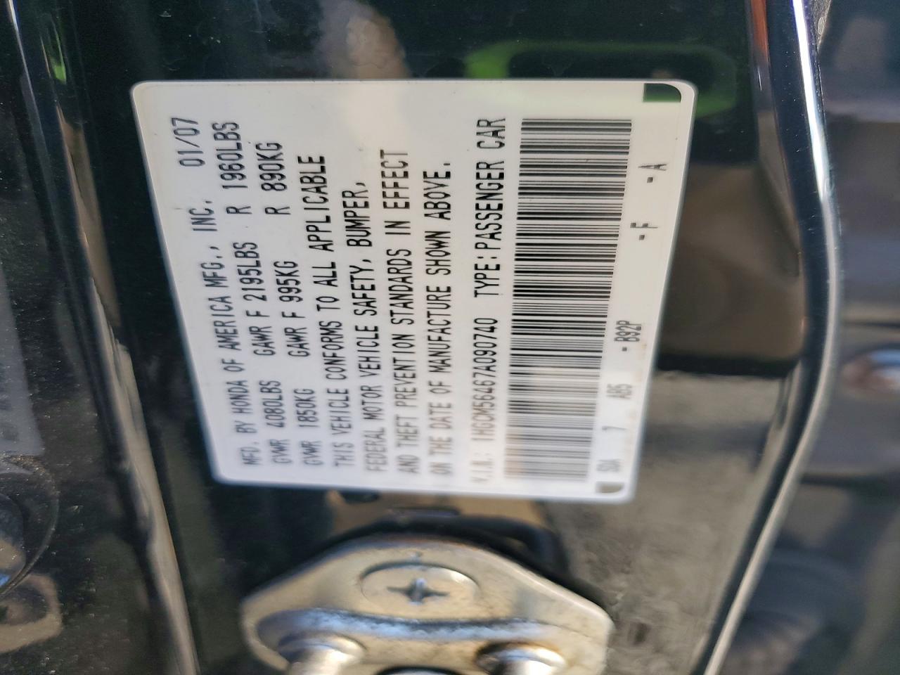 2007 Honda Accord Lx Black vin: 1HGCM56467A090740