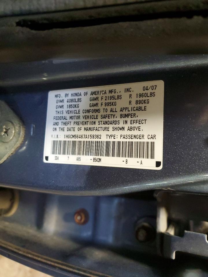 2007 Honda Accord Lx Gray vin: 1HGCM56467A159362