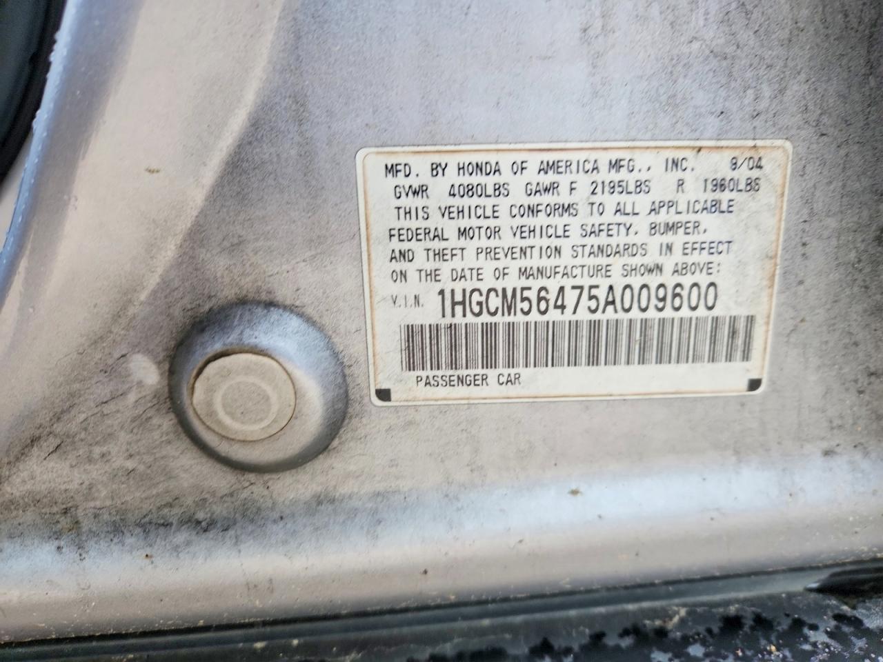 2005 Honda Accord Lx Silver vin: 1HGCM56475A009600