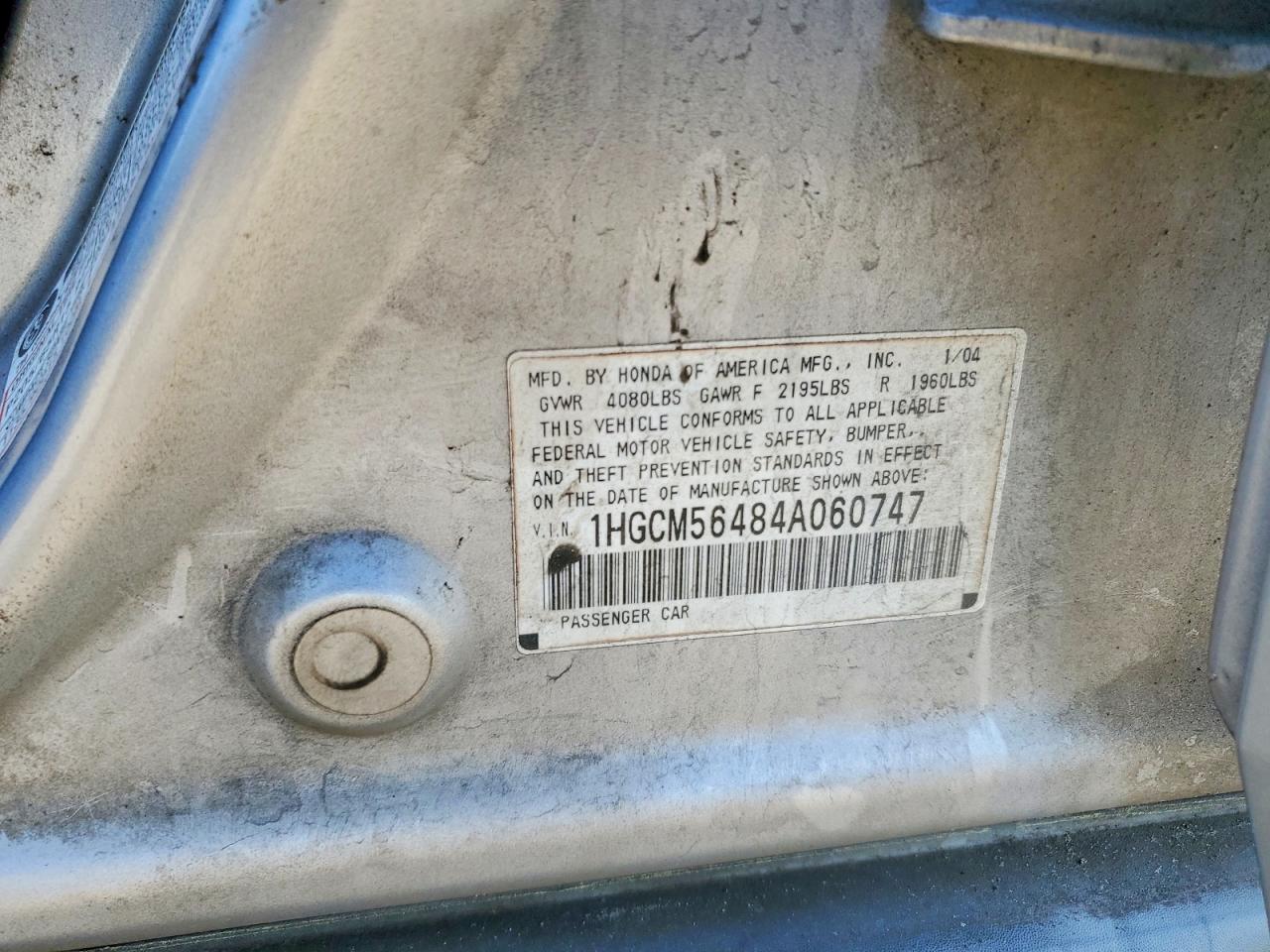 2004 Honda Accord Lx Silver vin: 1HGCM56484A060747