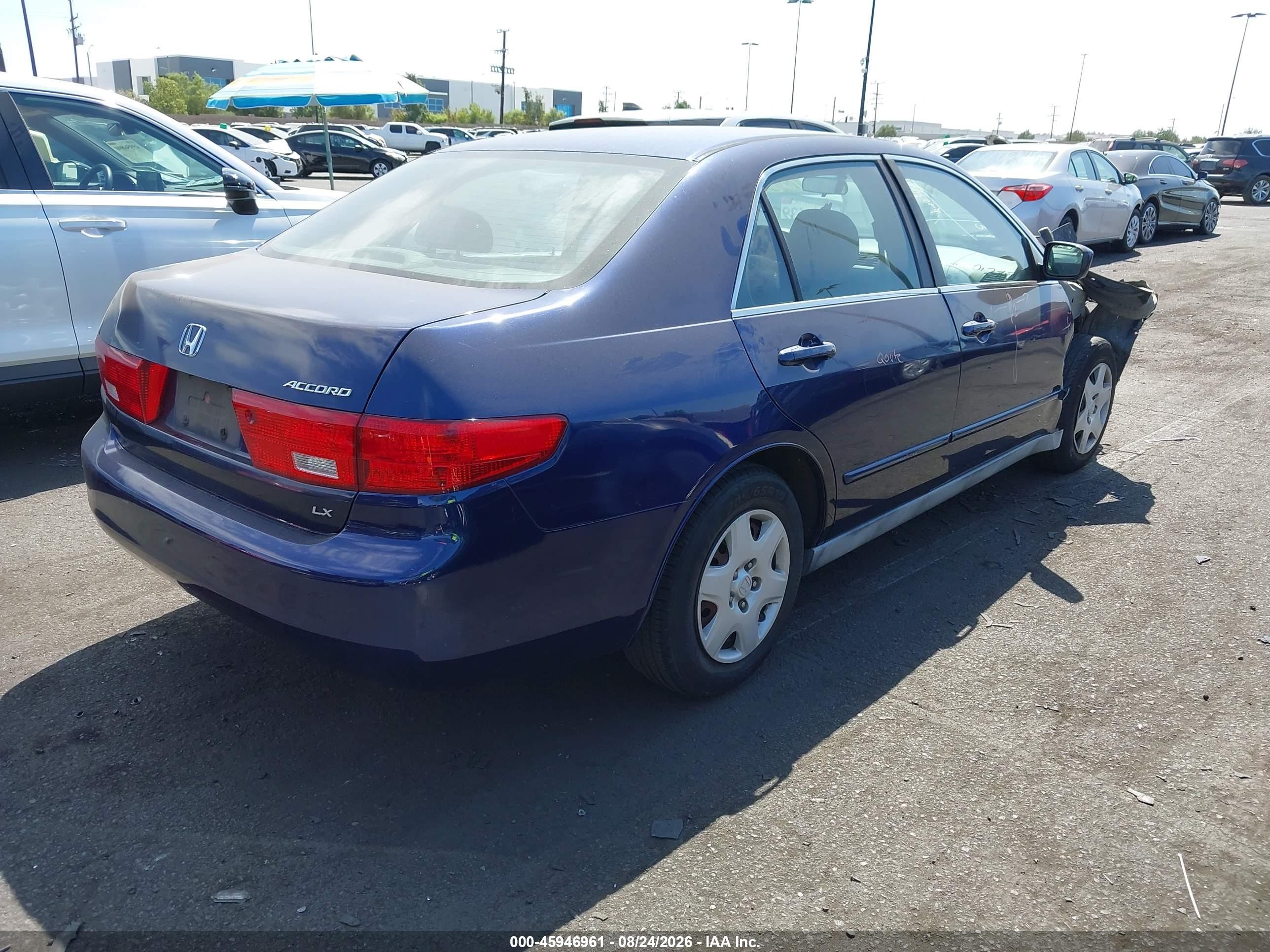 2005 Honda Accord 2.4 Lx Blue vin: 1HGCM56495A148238
