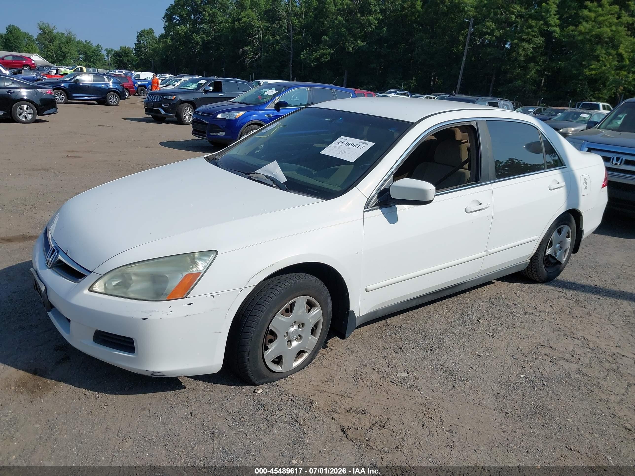 2007 Honda Accord 2.4 Lx White vin: 1HGCM56497A112410