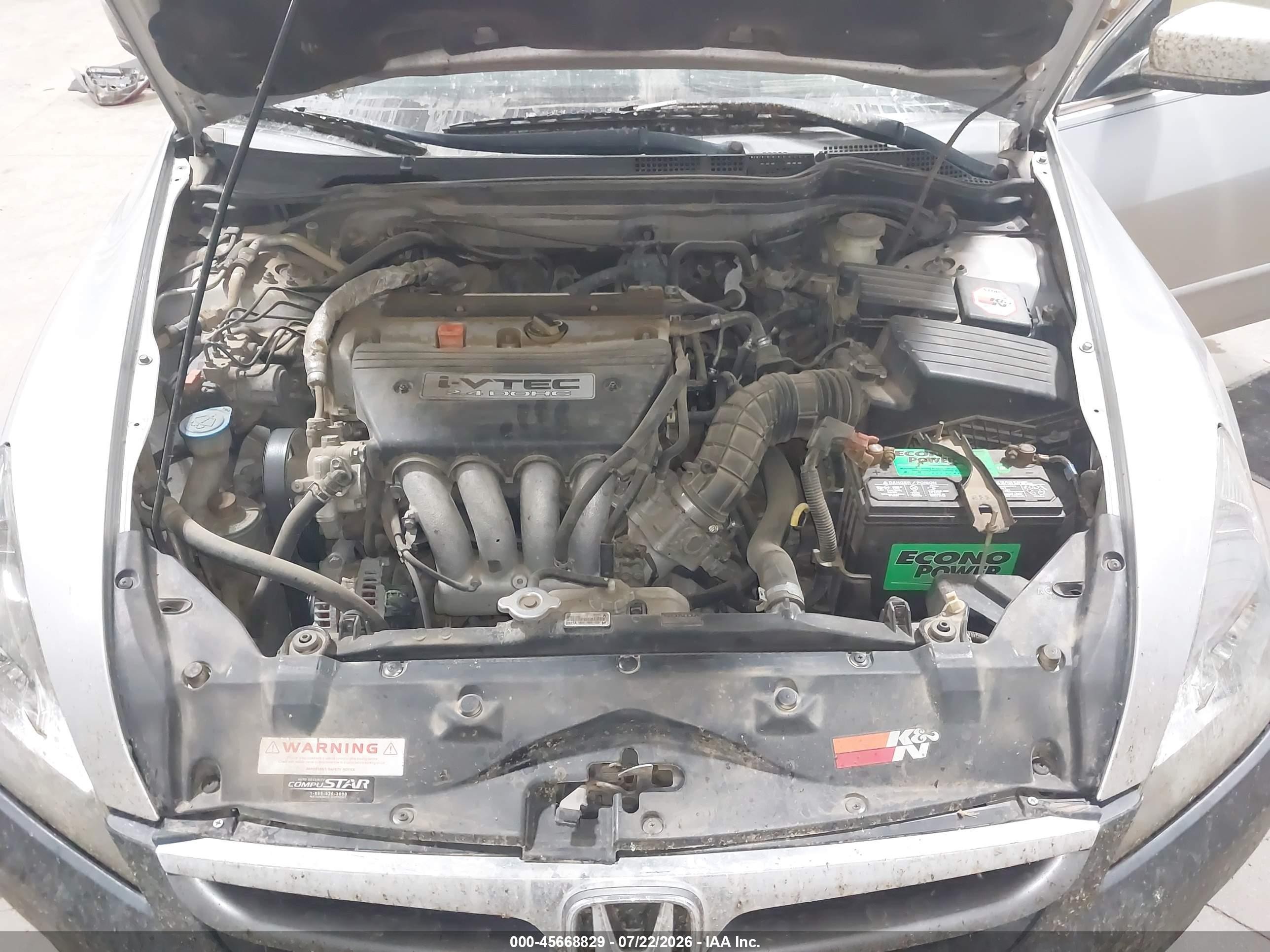 2007 Honda Accord 2.4 Lx Silver vin: 1HGCM56497A147190