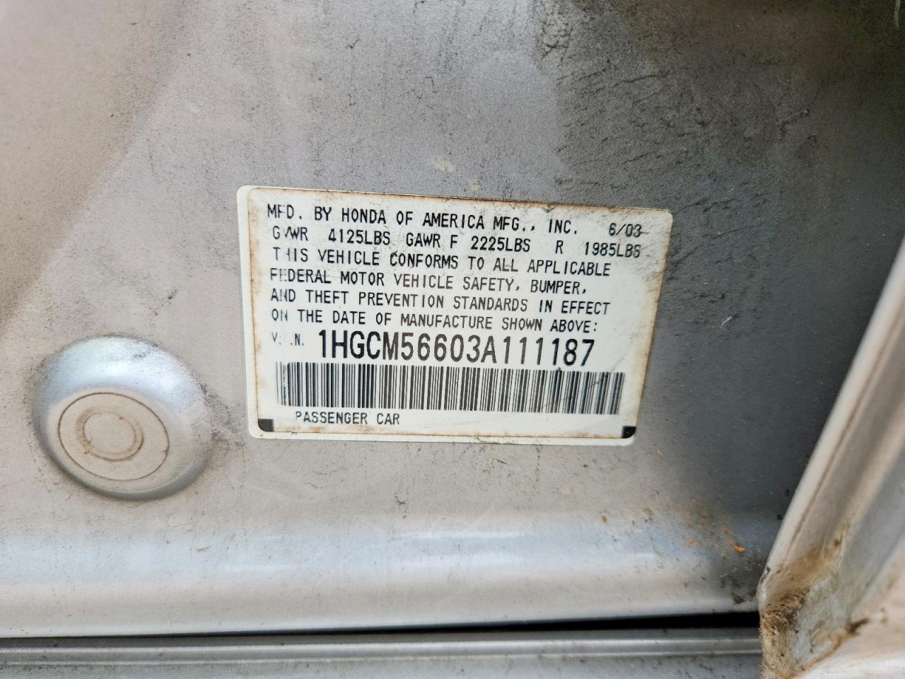 2003 Honda Accord Ex Silver vin: 1HGCM56603A111187