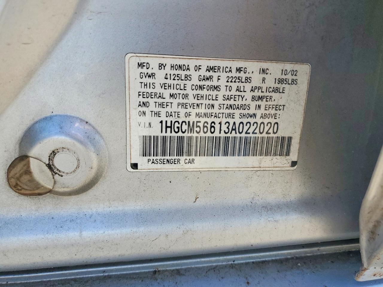 2003 Honda Accord Ex Silver vin: 1HGCM56613A022020