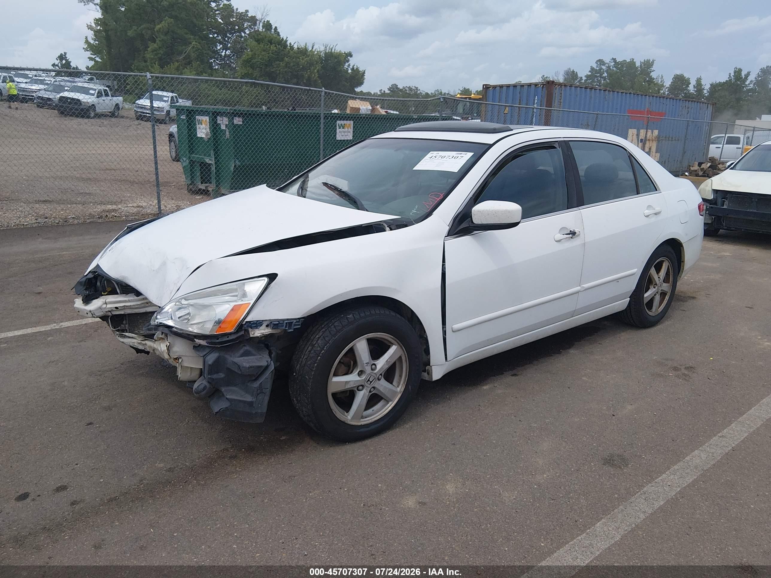2003 Honda Accord 2.4 Ex Белый vin: 1HGCM56623A033334