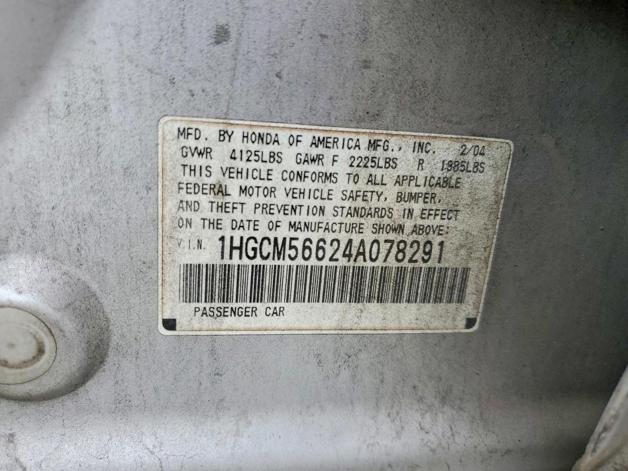 2004 Honda Accord Ex Серебряный vin: 1HGCM56624A078291