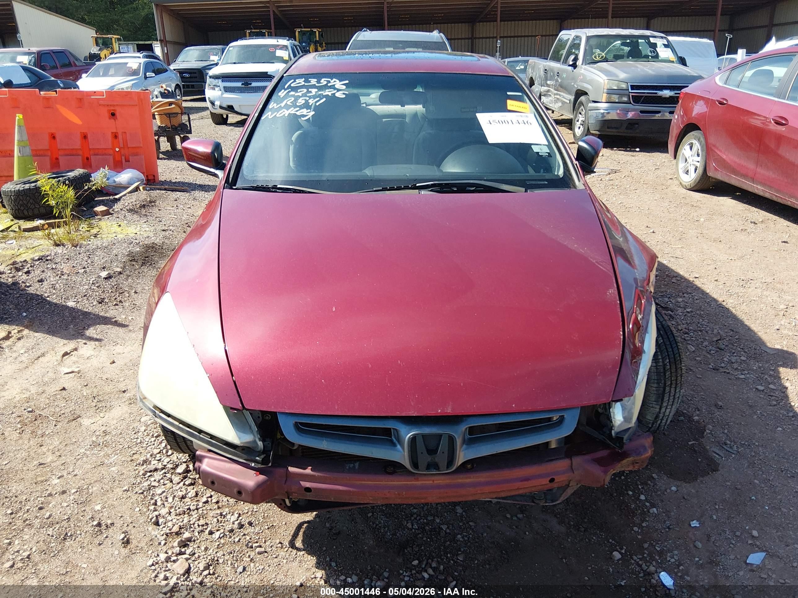2003 Honda Accord 2.4 Ex Бордовый vin: 1HGCM56653A082060