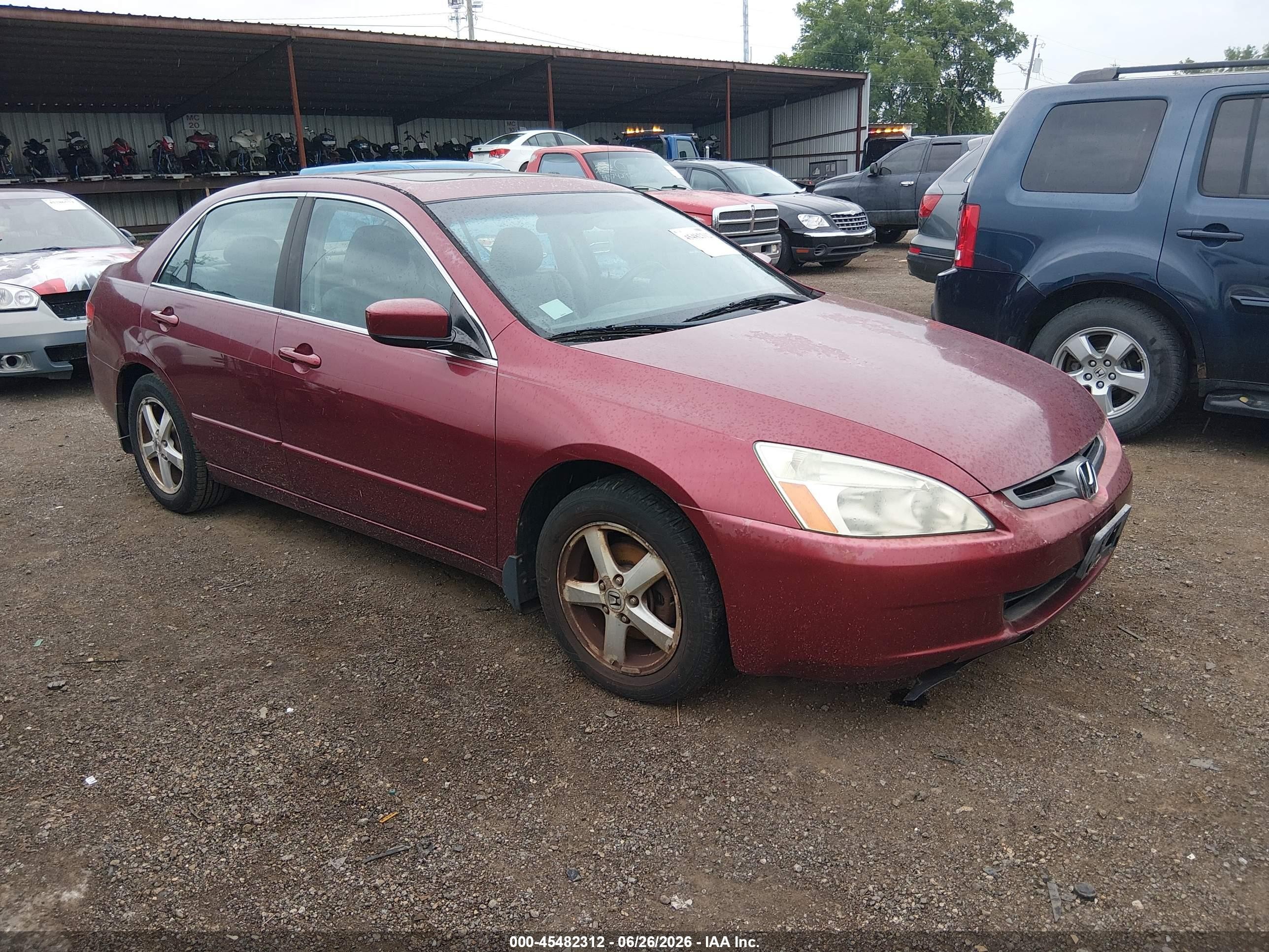 2003 Honda Accord Sdn Ex Red vin: 1HGCM56653A135047